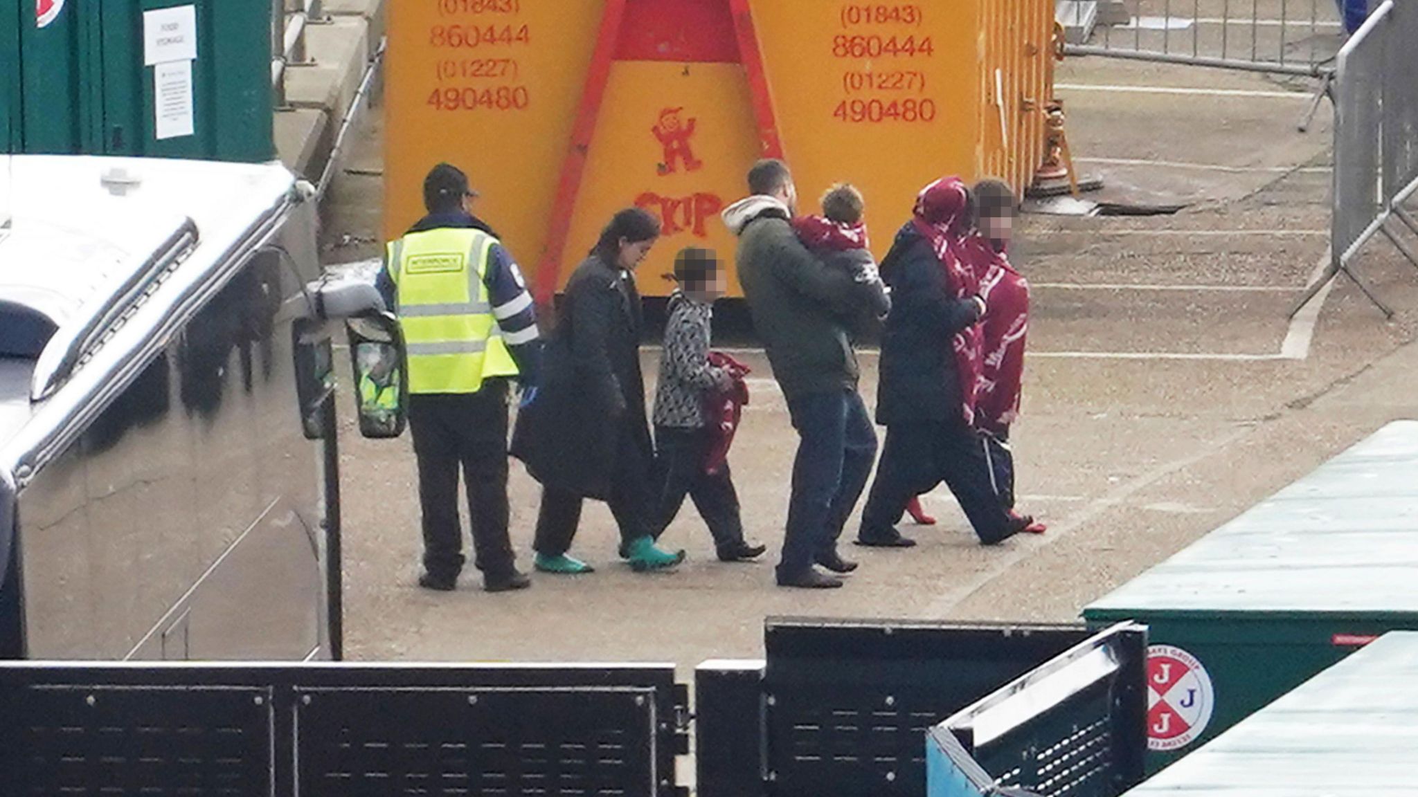 Migrant family arriving at Dover on 4 March