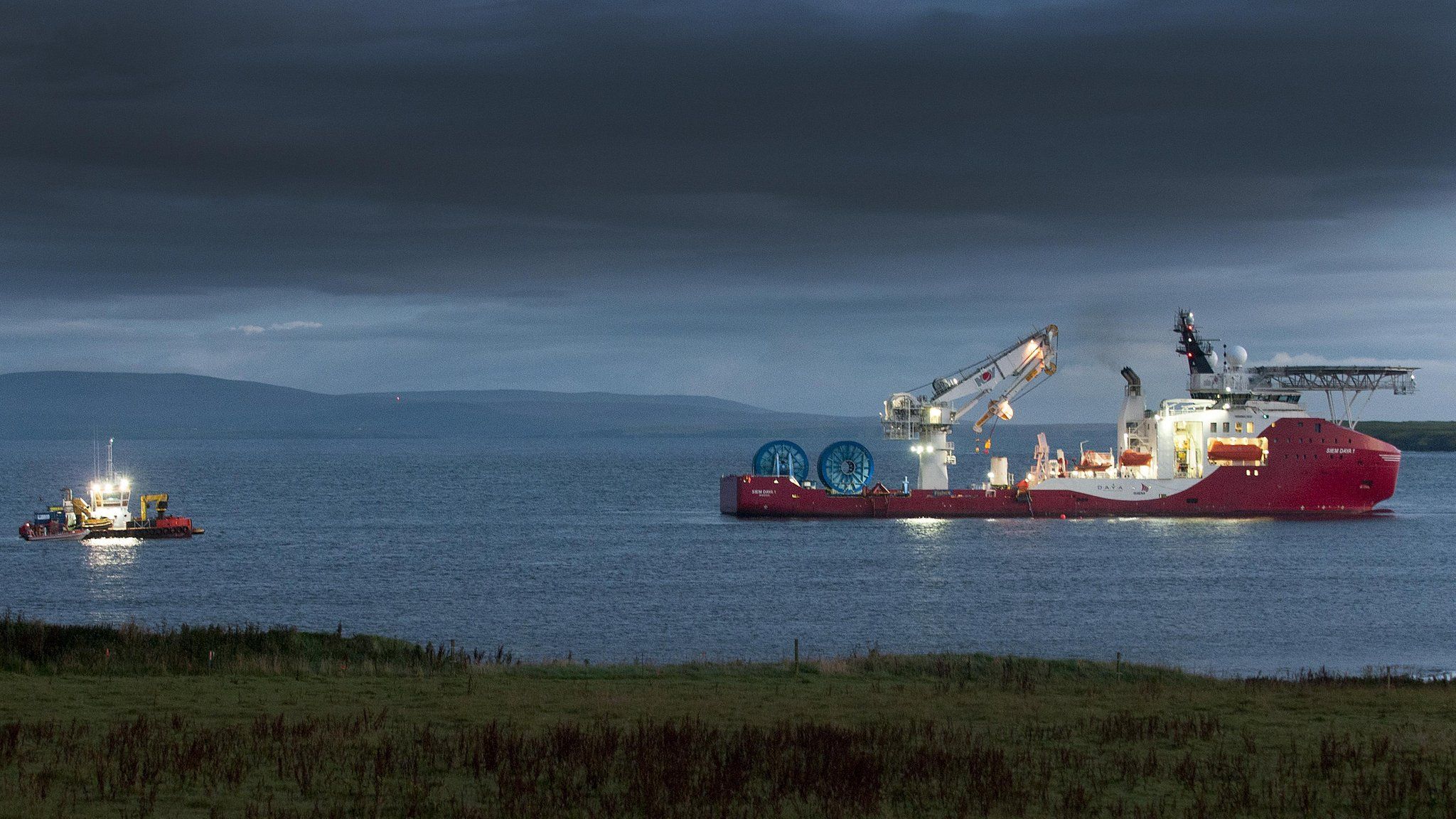 Ships laying cables in Inner Sound of Pentland Firth