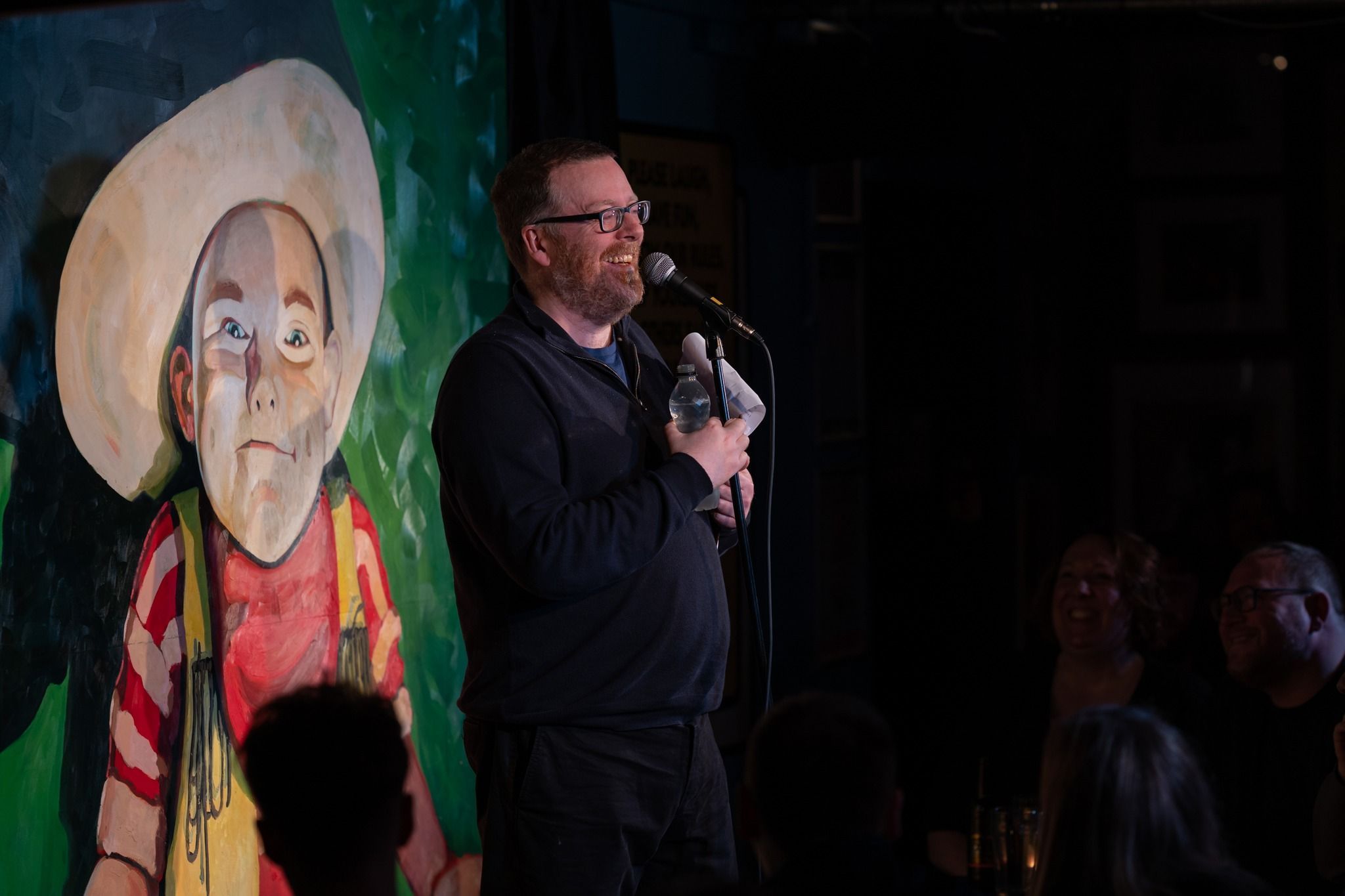 Frankie Boyle in front of new backdrop