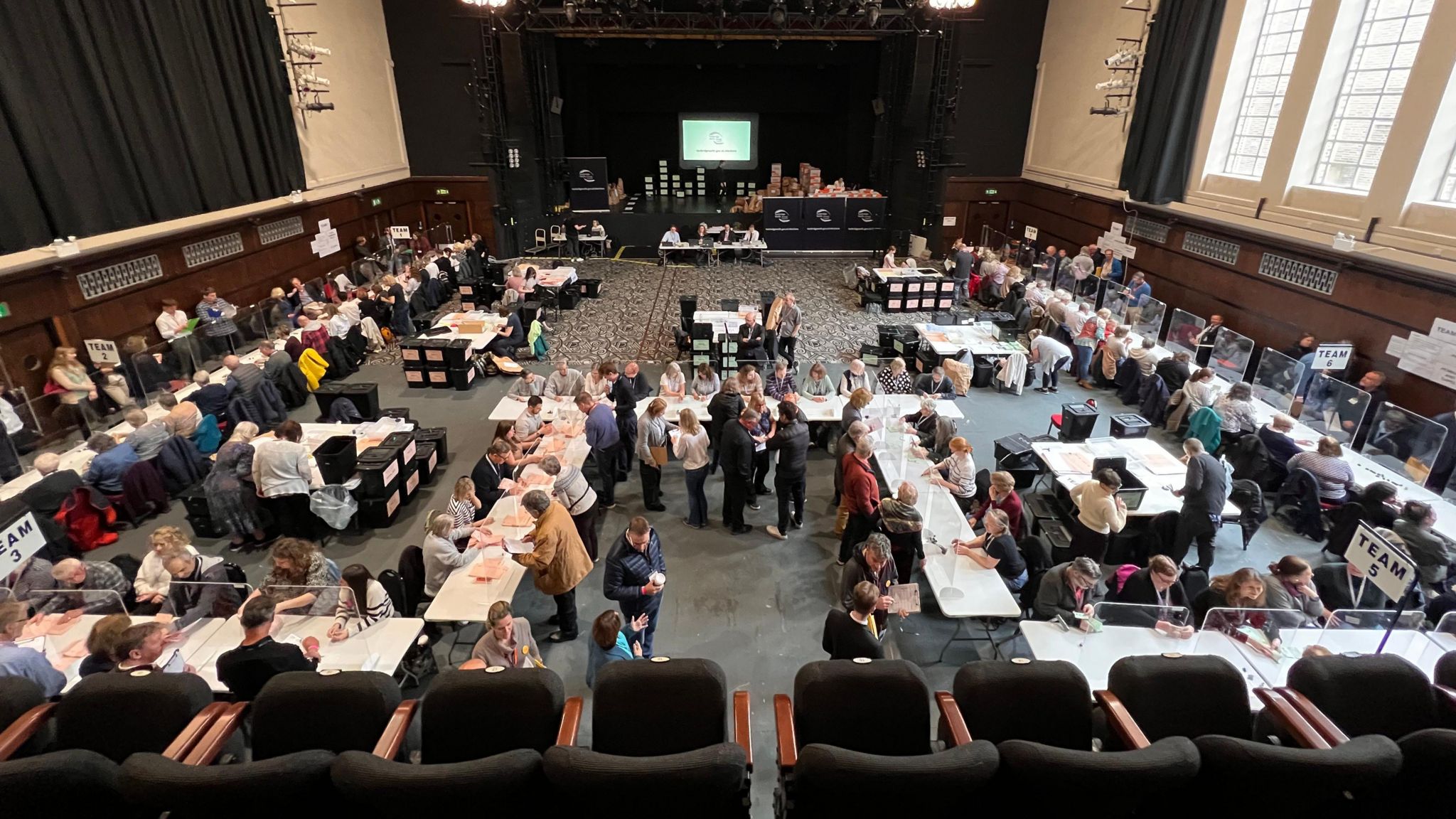 Election count at the Tunbridge Wells Assembly Hall