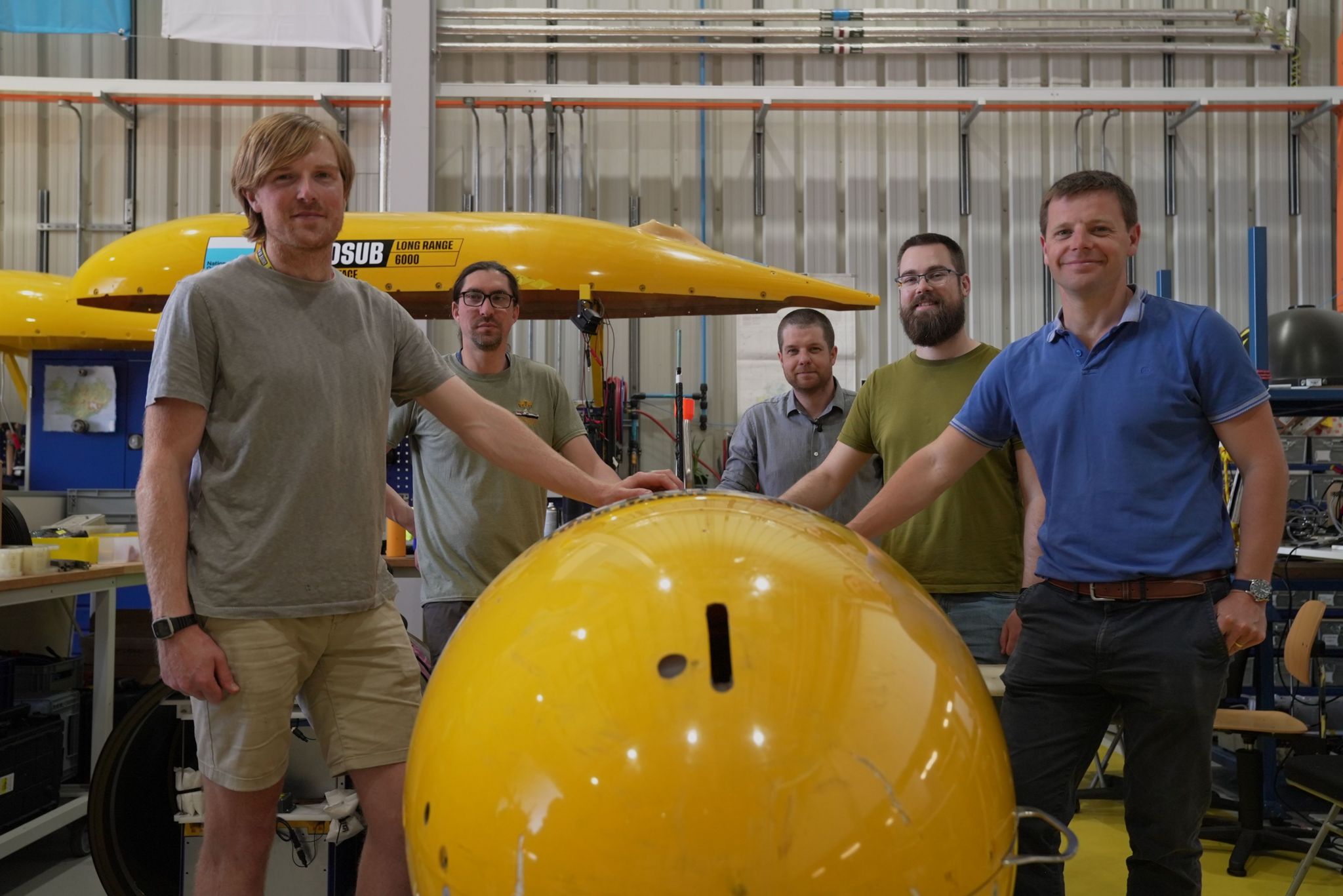 Team of engineers at the National Oceanography Centre with Boaty McBoatface robot