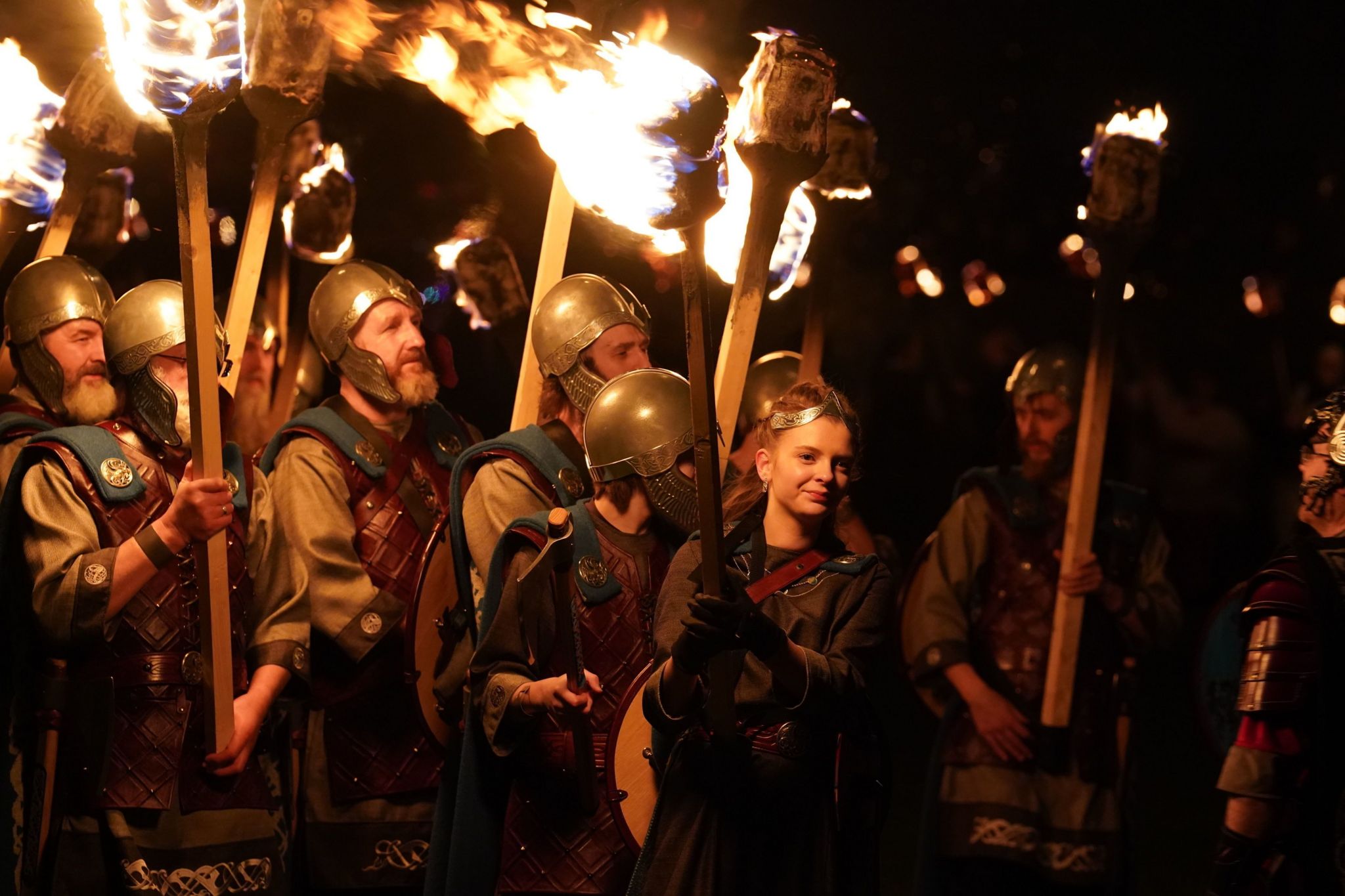 The Jarl Squad lit the galley during the celebration in Lerwick