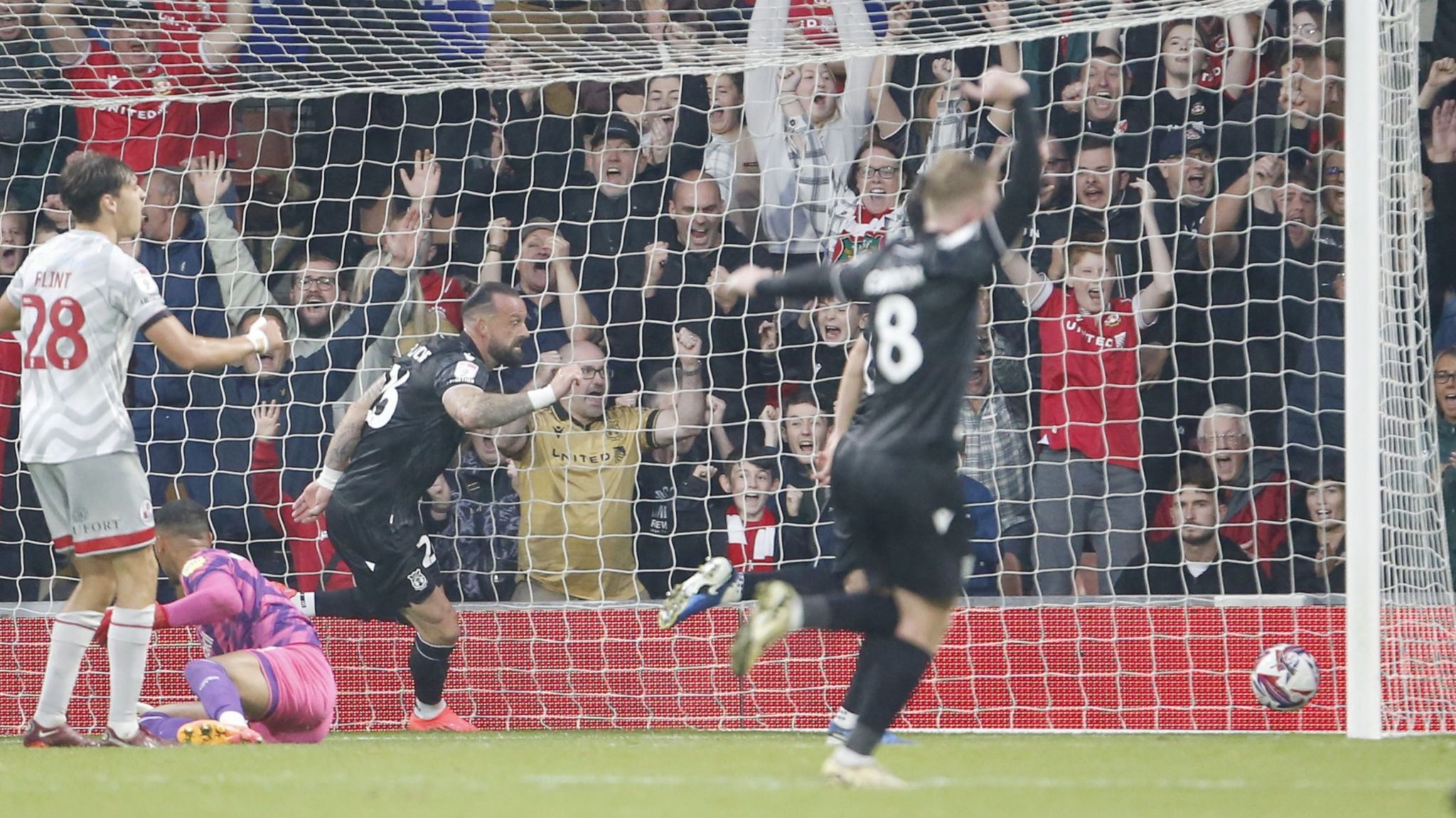 Wrexham's striker Steven Fletcher celebrates