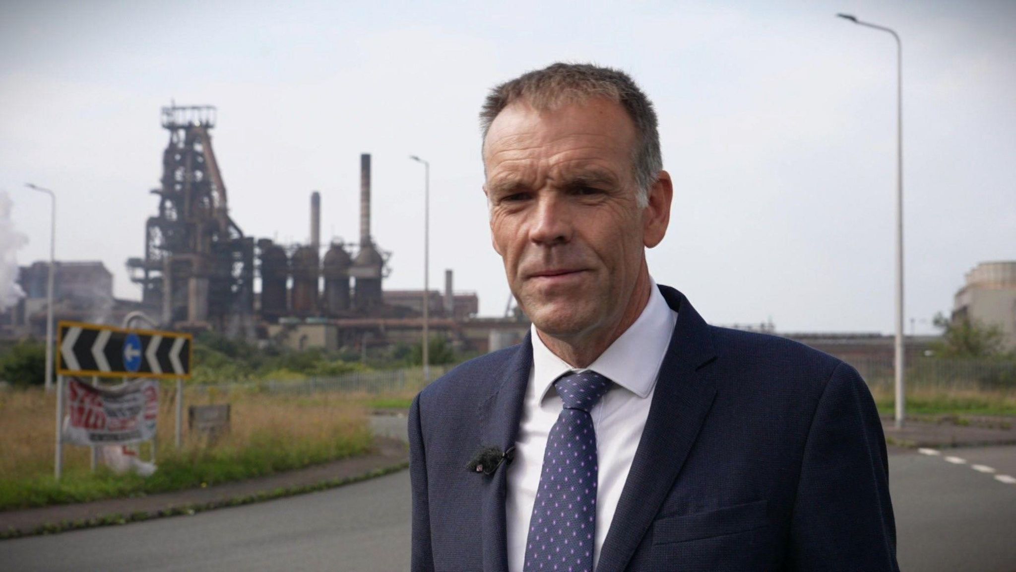 Gareth Stace, director general of UK Steel, pictured oustide the Port Talbot steelworks.