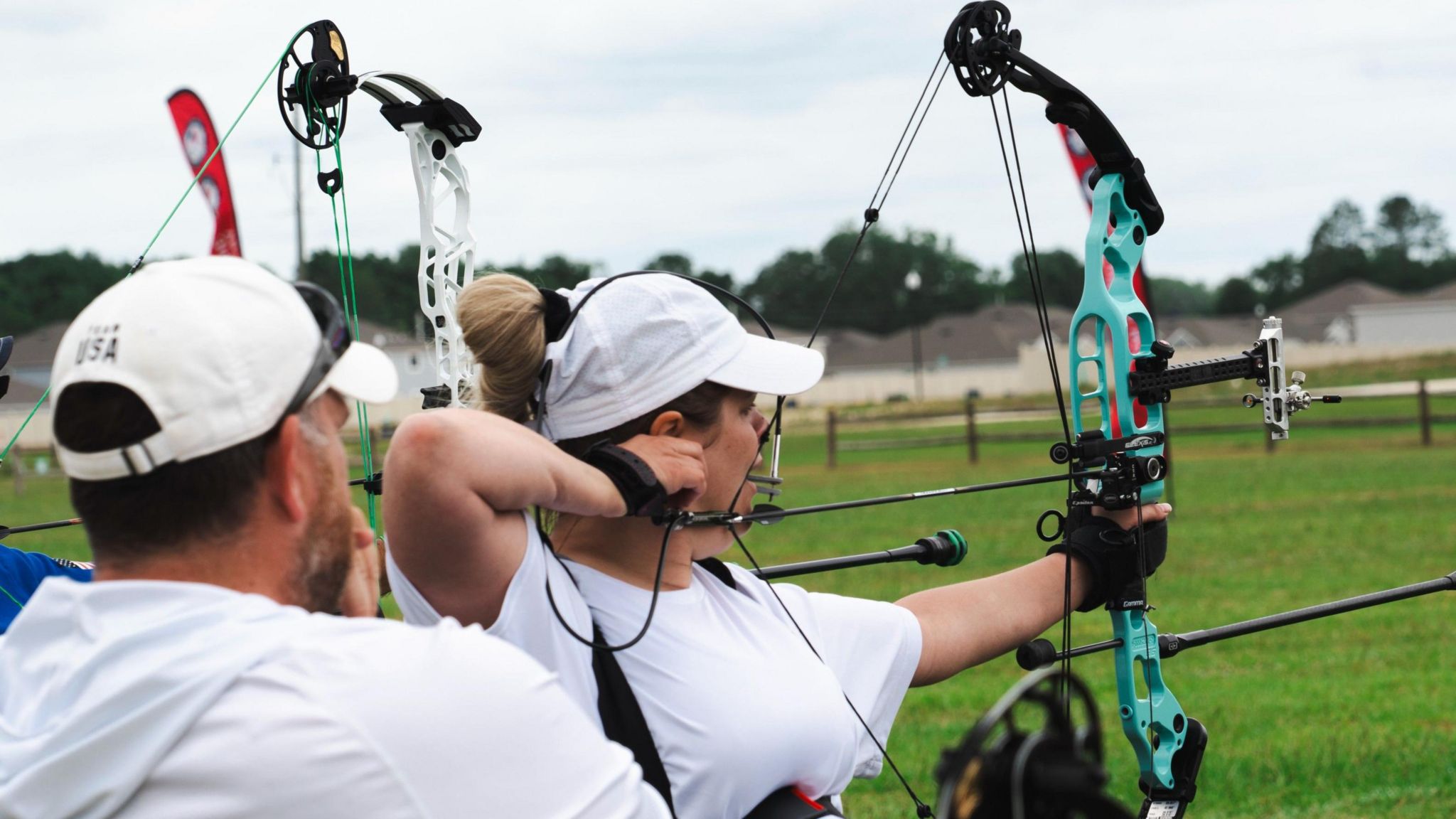 Tracy Otto releases an arrow using a bite tab