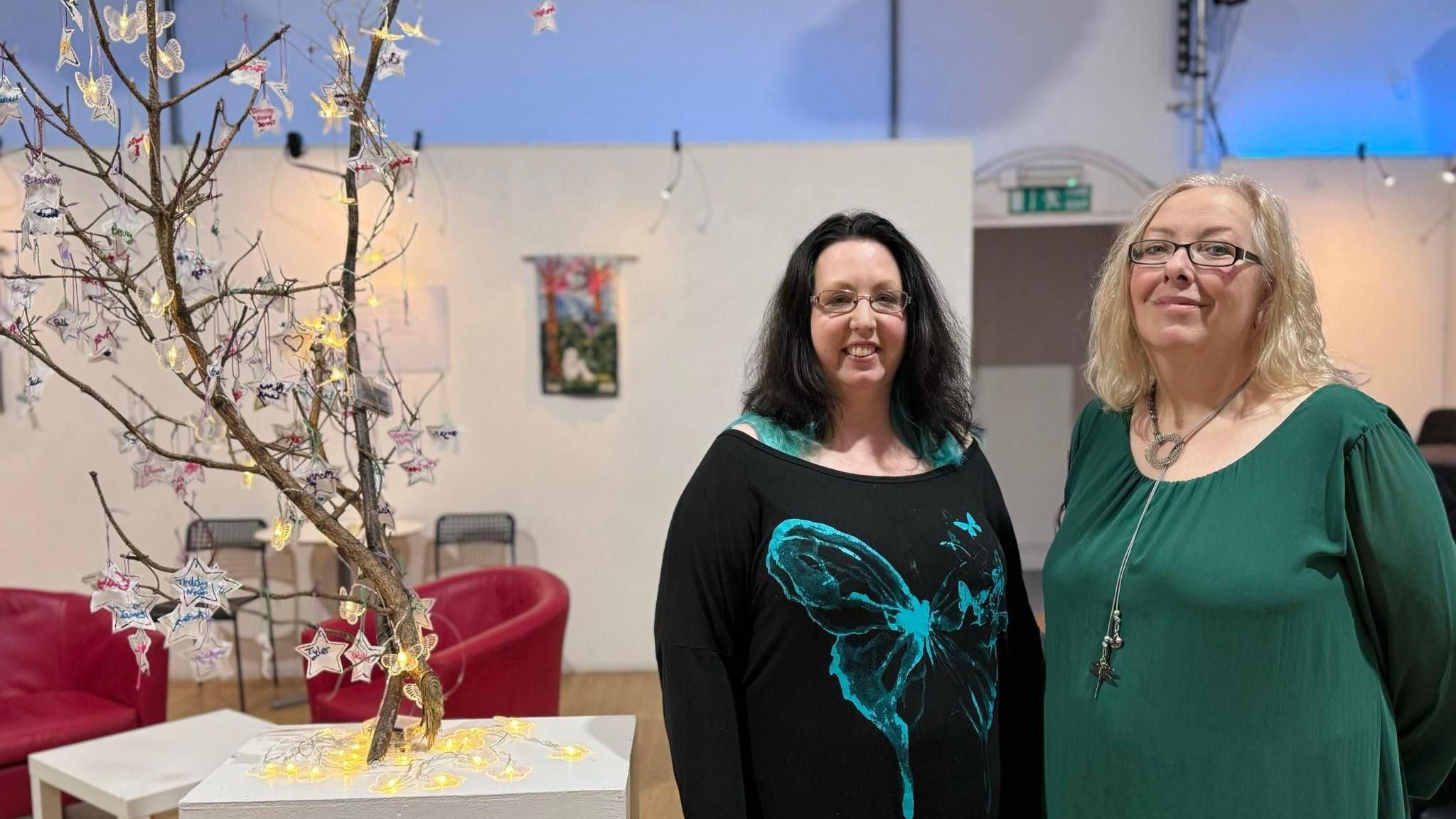 Mel Scott and Sarah Jay Hargreaves at the exhibition