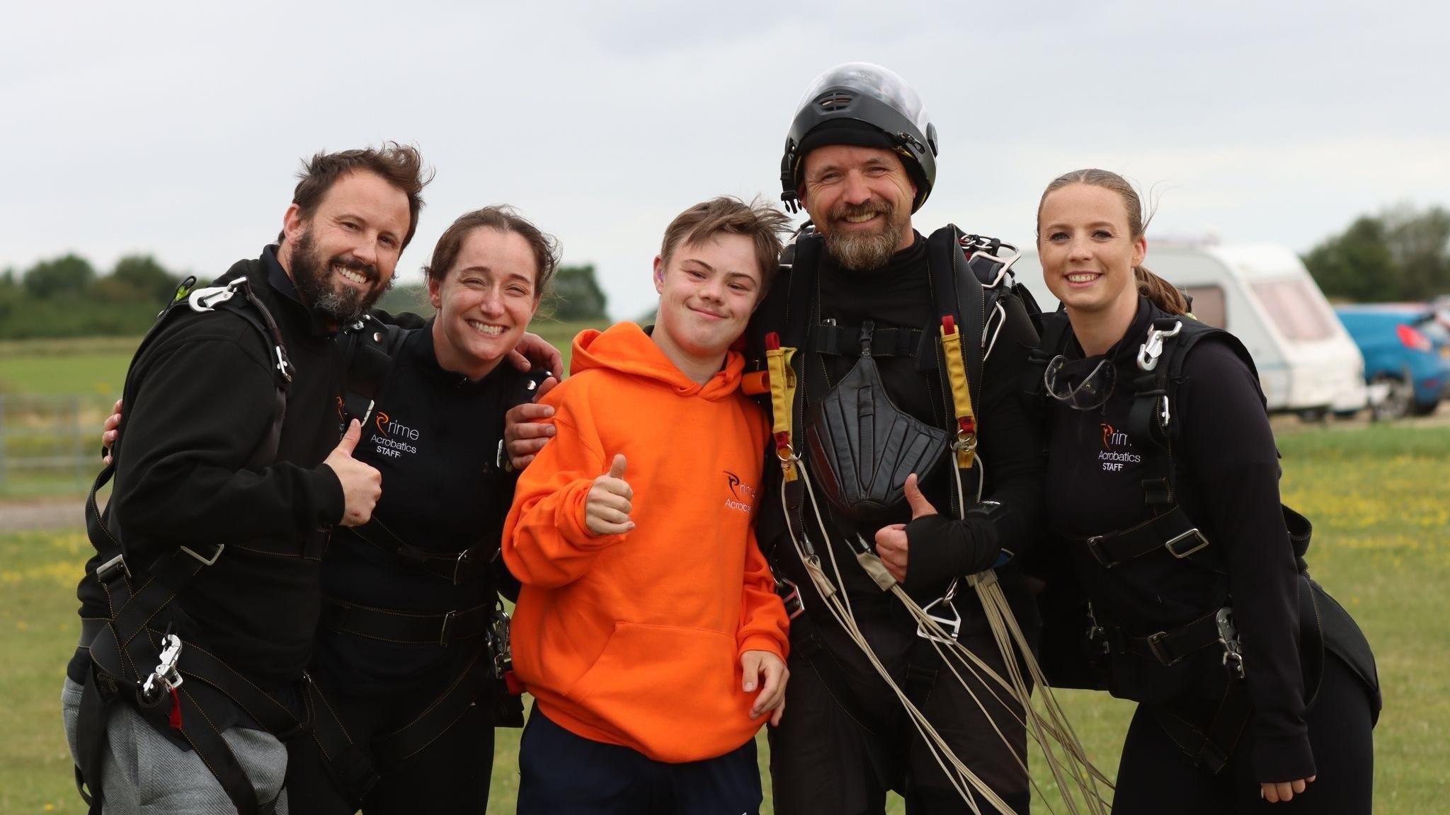 Lloyd Martin and the skydiving team before the skydive