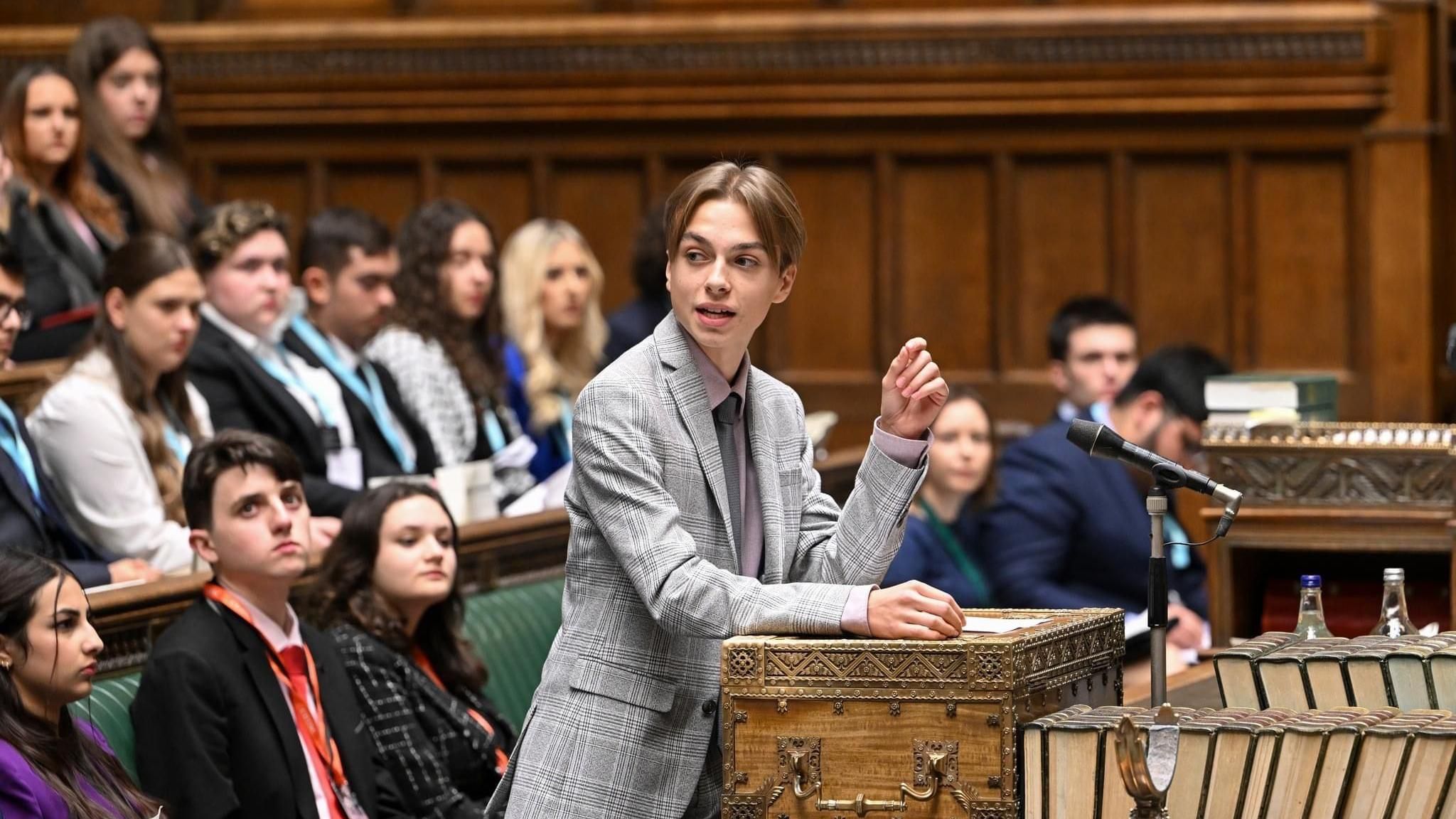 Luke Hall speaking in Parliament