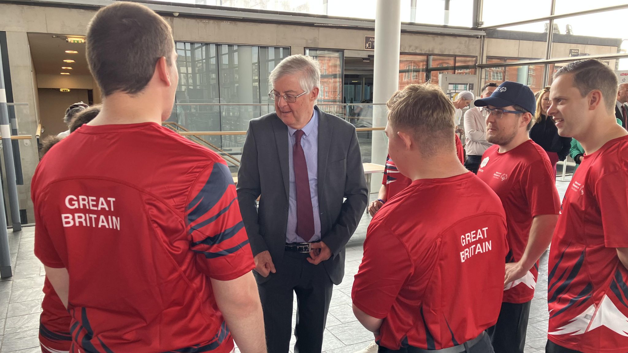 Team GB athletes meeting First Minister Mark Drakeford at the Senedd