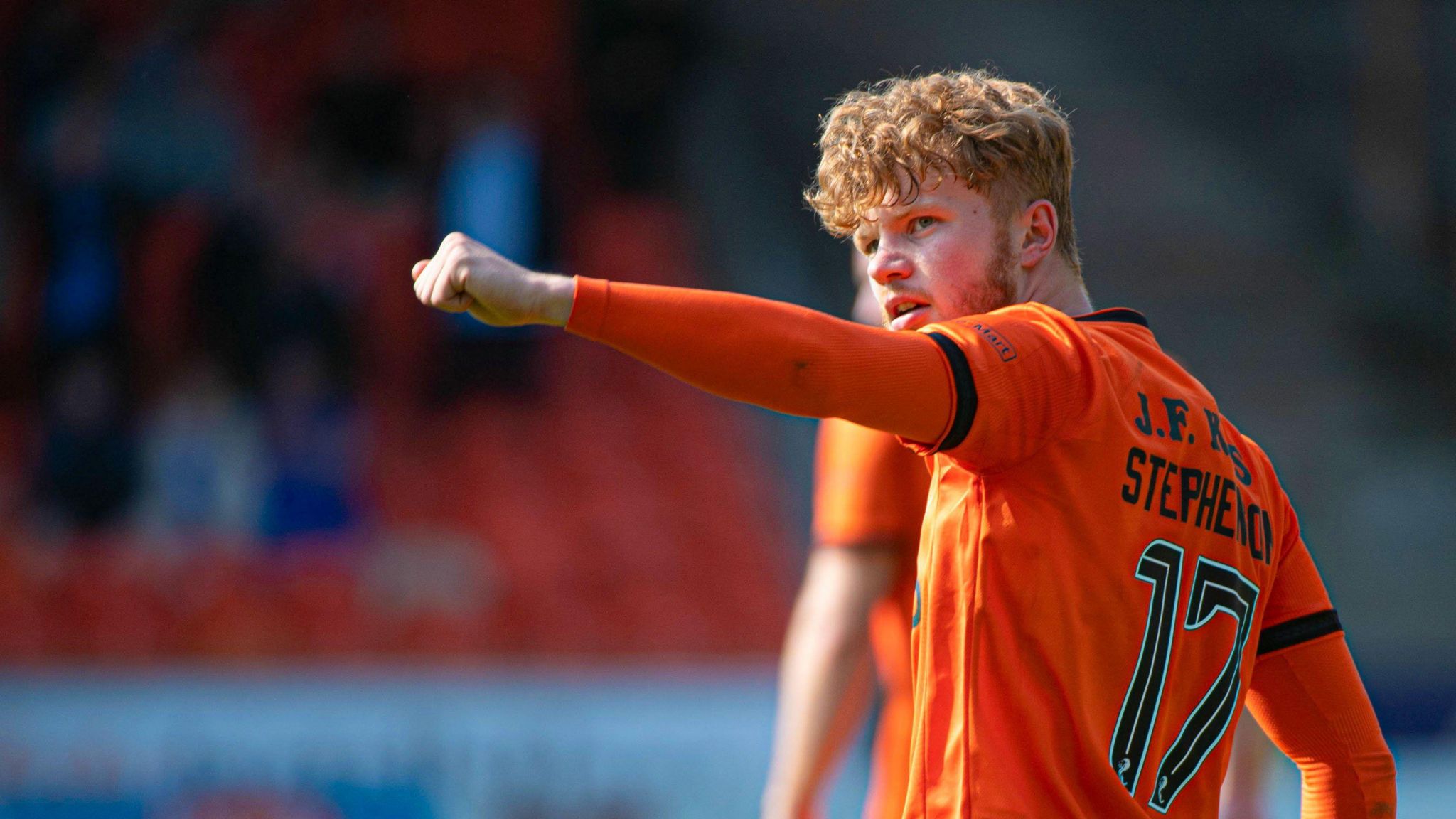 Luca Stephenson celebrates his first professional goal