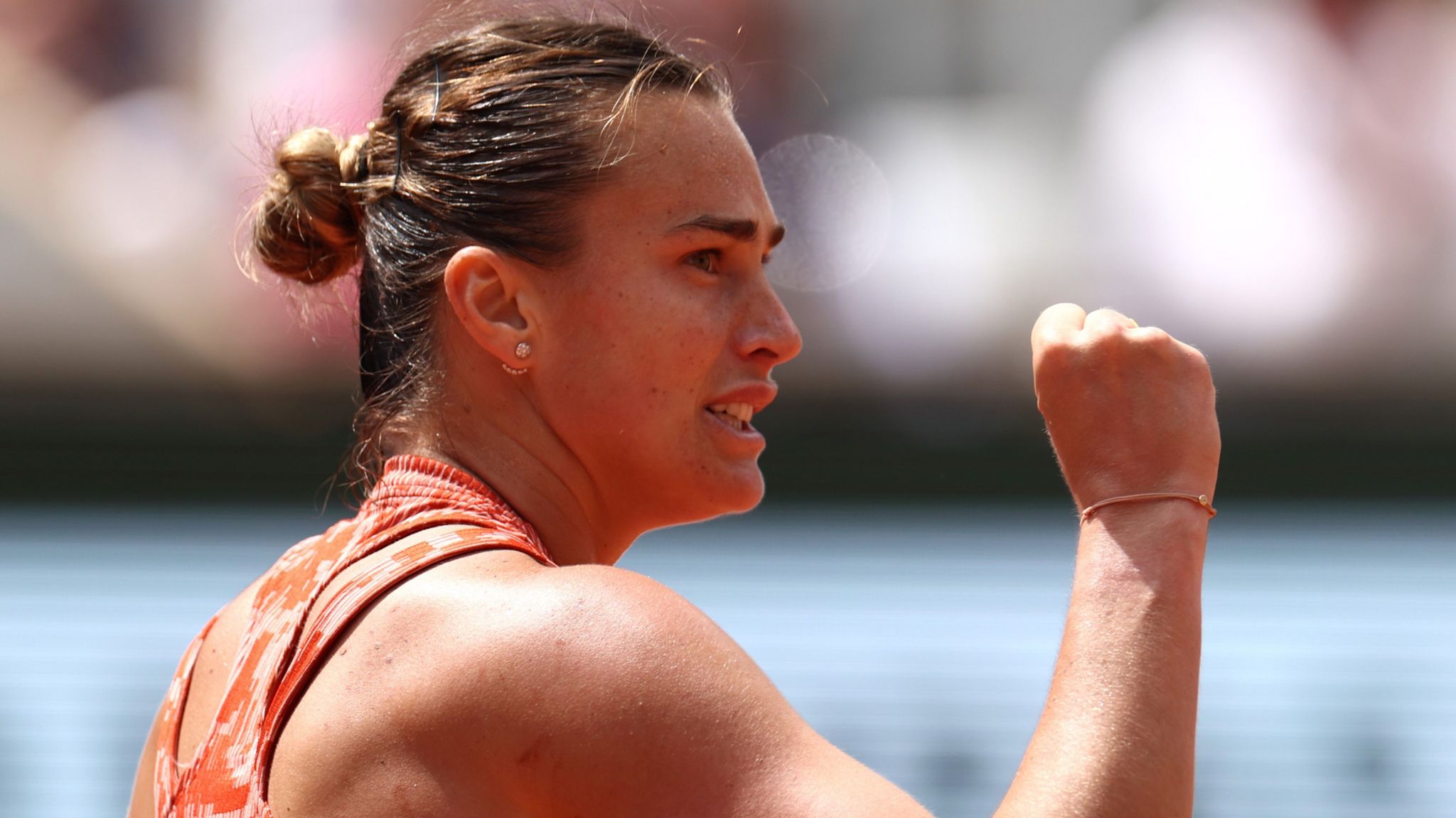 Aryna Sabalenka celebrates