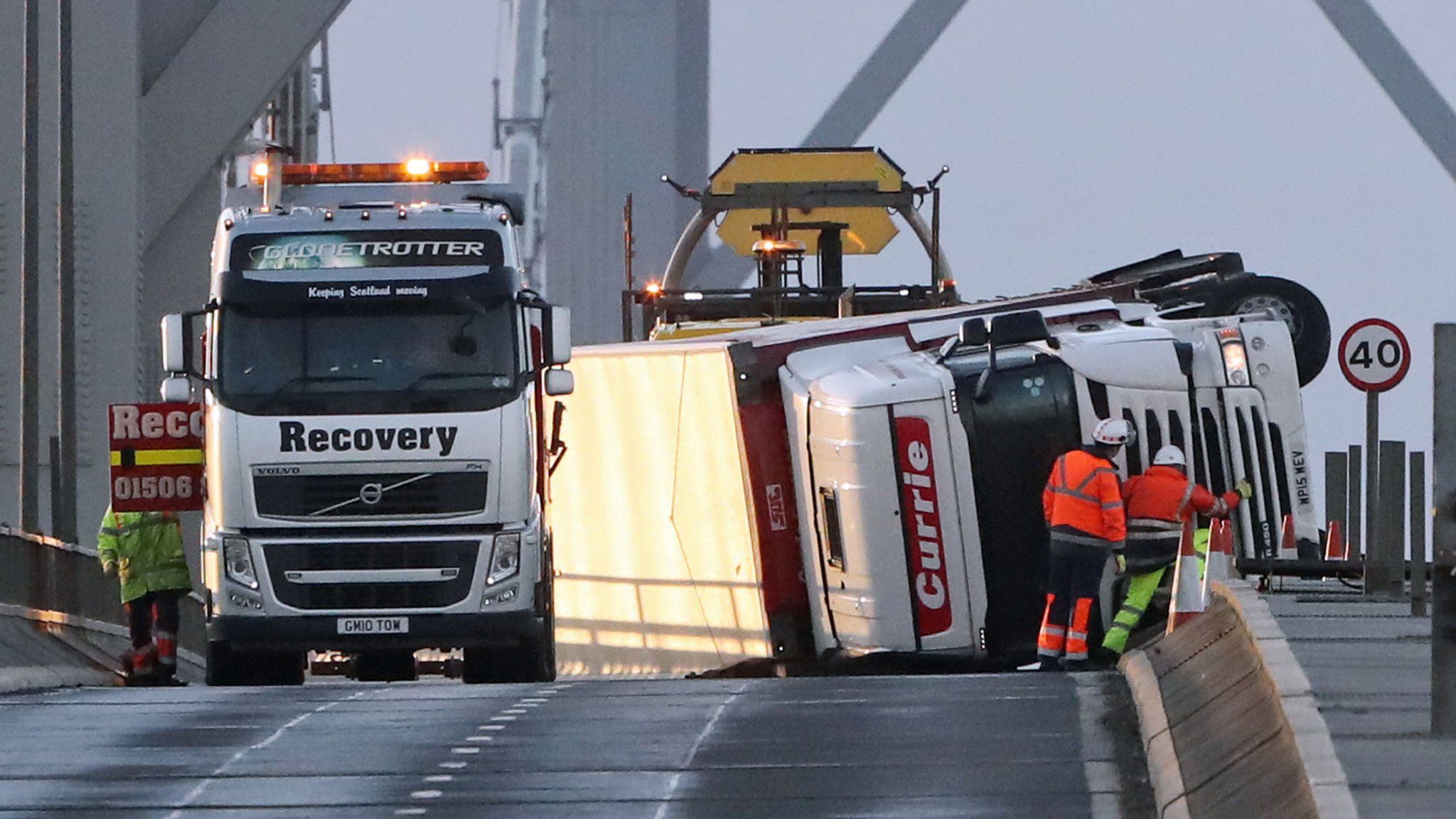 Recovery work on the Forth Road Bridge
