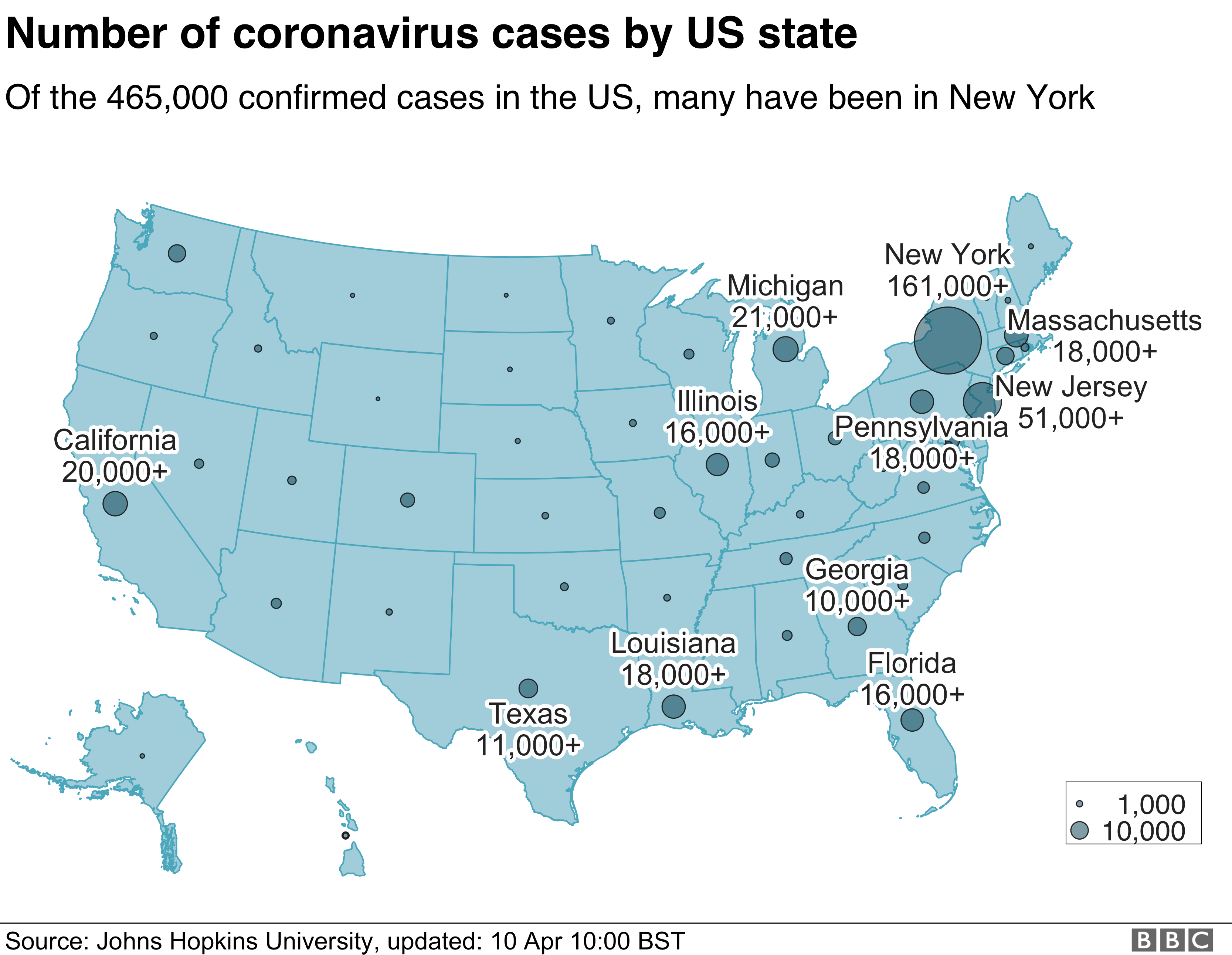 US coronavirus map