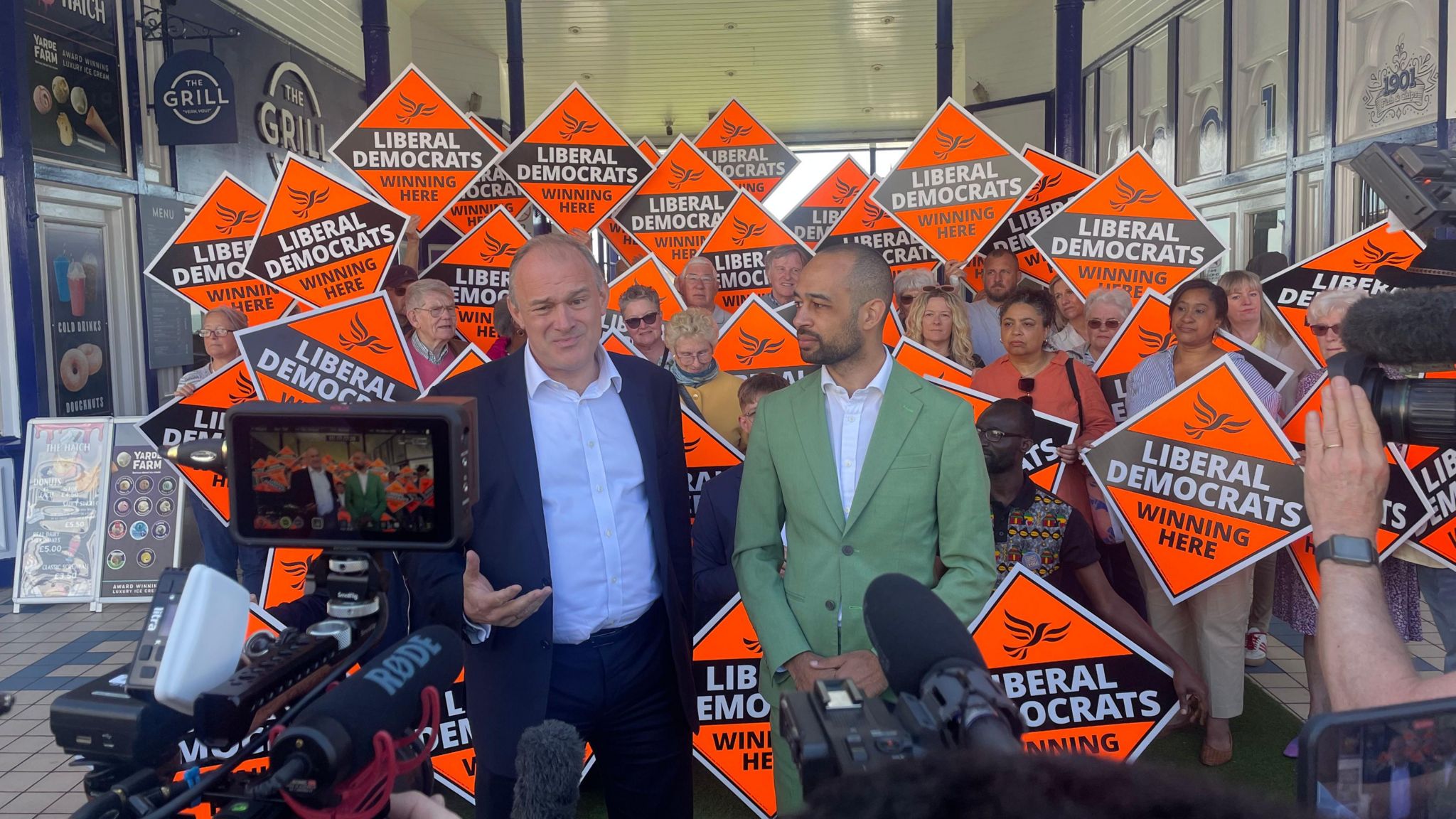 Sir Ed Davey on the campaign trail in Eastbourne during the general election earlier this year