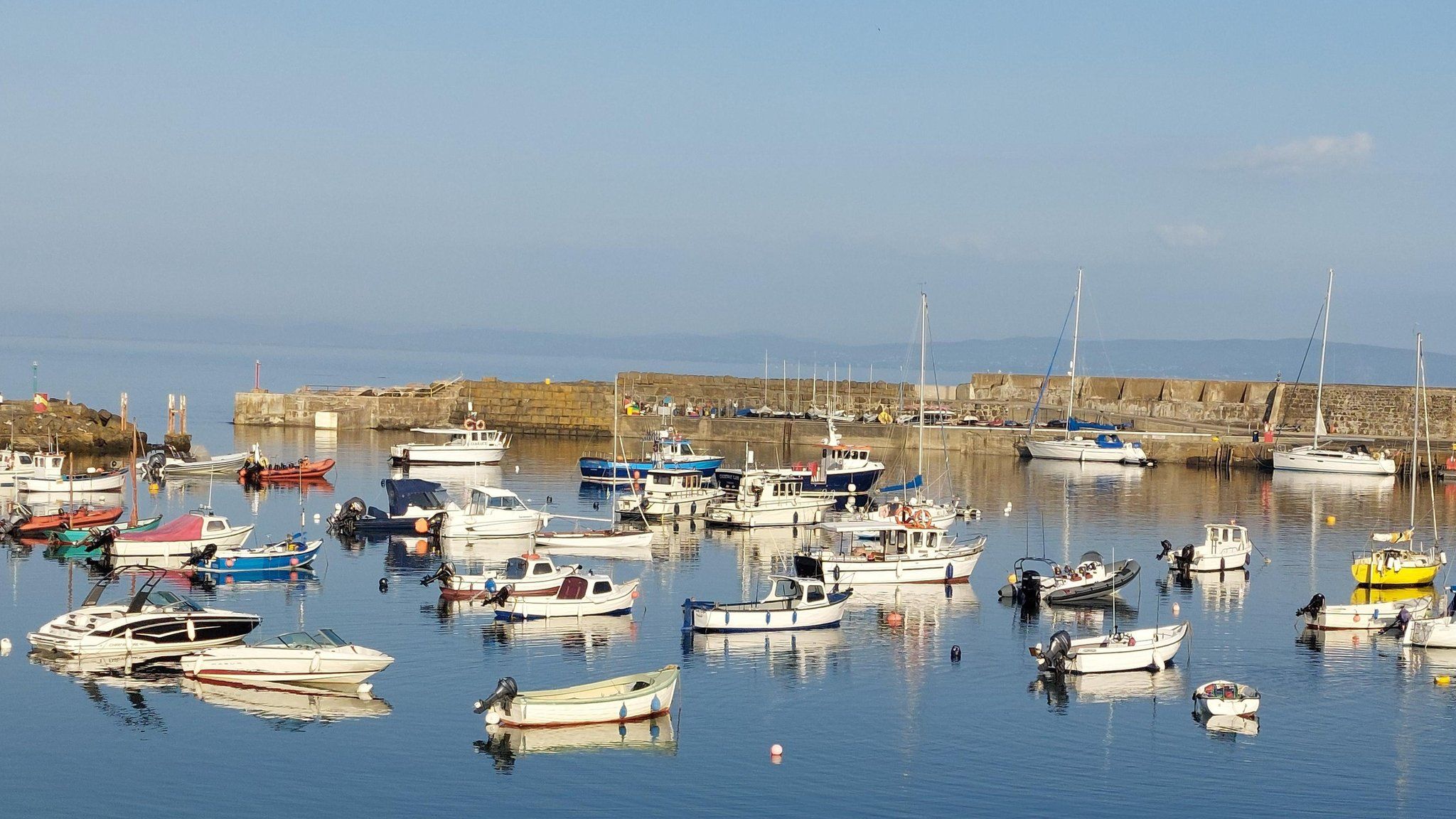 Boats docked at harbour in Portrush.