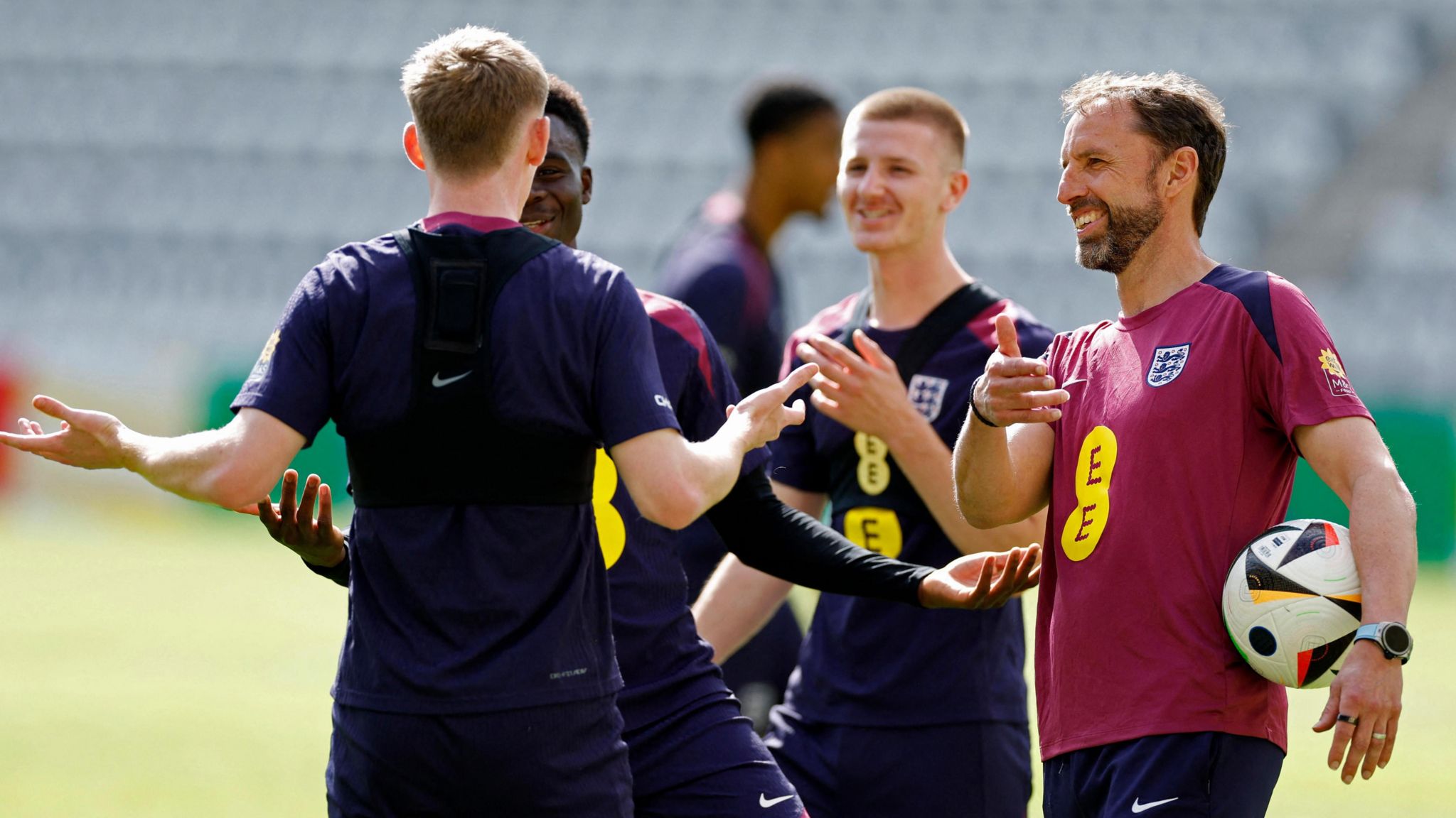 Gareth Southgate training with England team