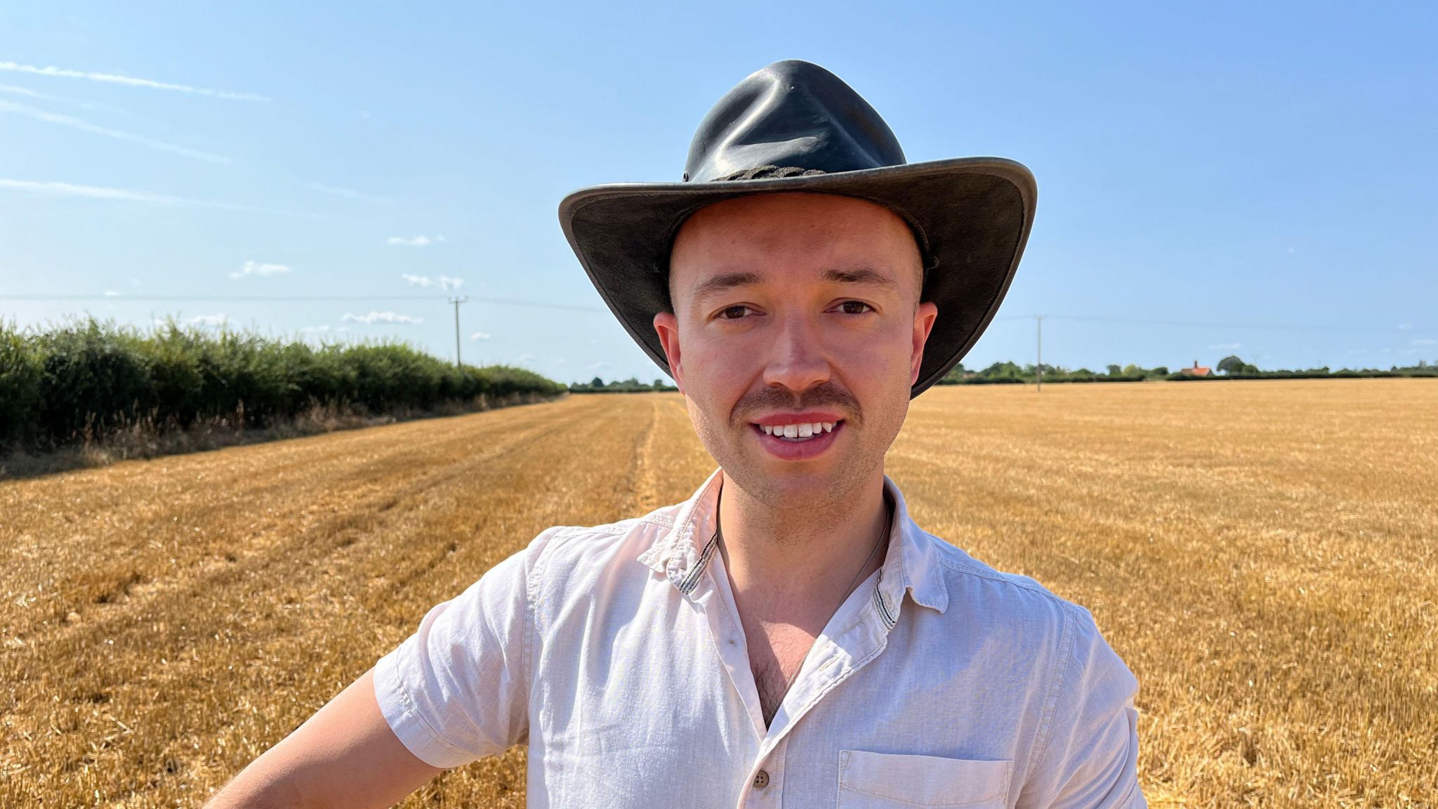 A general image of George Ridgway in a field in Suffolk