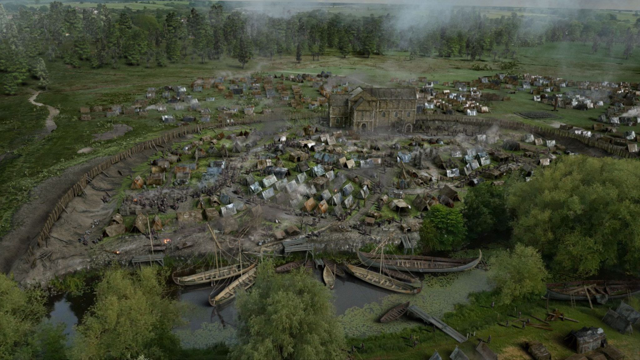 Reconstruction of the Viking camp at Repton