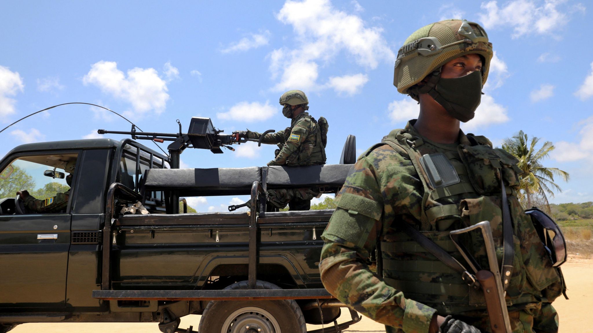  Soldiers from the Rwandan security forces near the Afungi natural gas site in Mozambique in 2021
