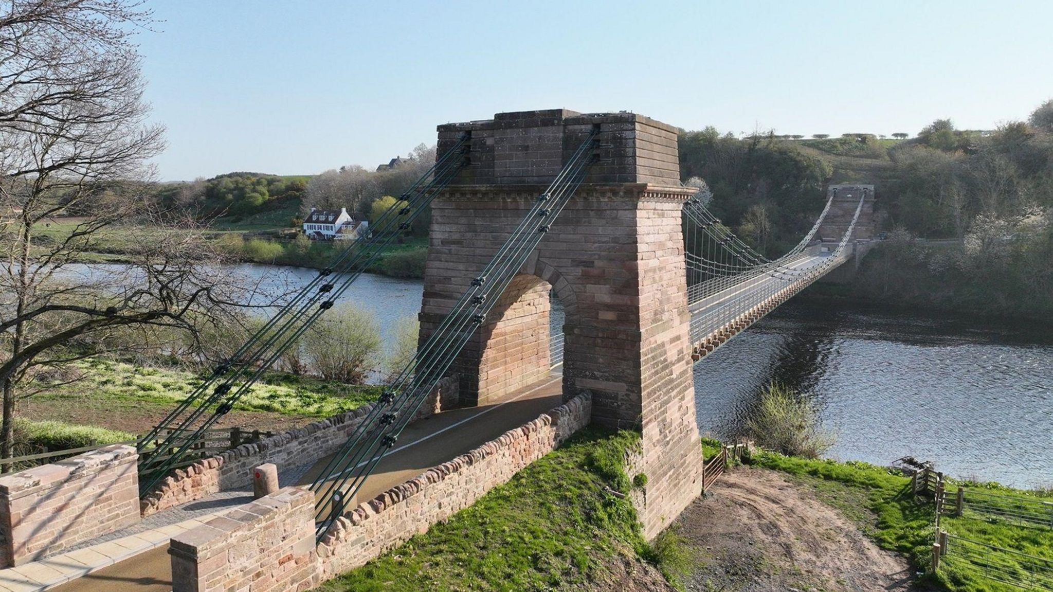 The Union Chain Bridge across the River Tweed between Northumberland and Berwickshire,