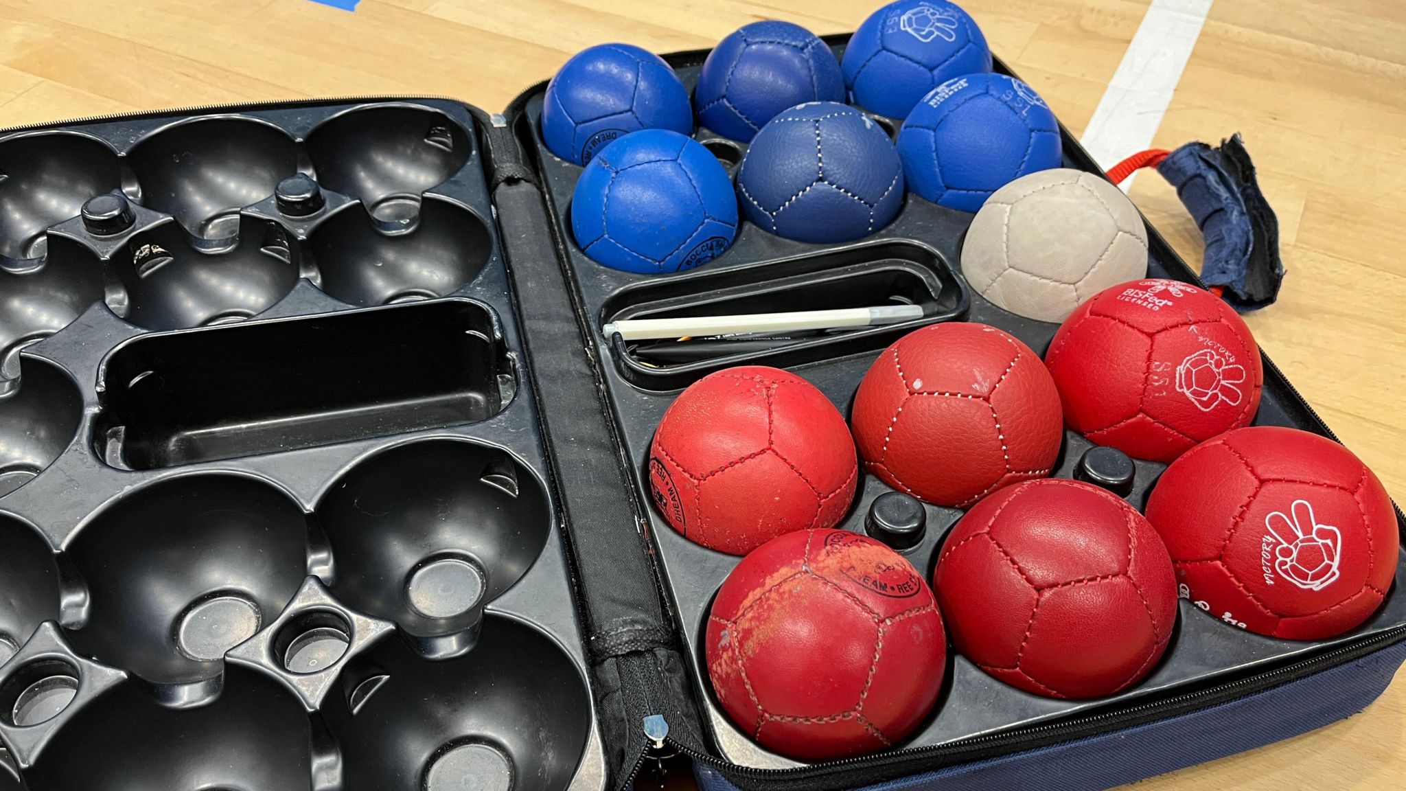 The coloured balls Boccia players use