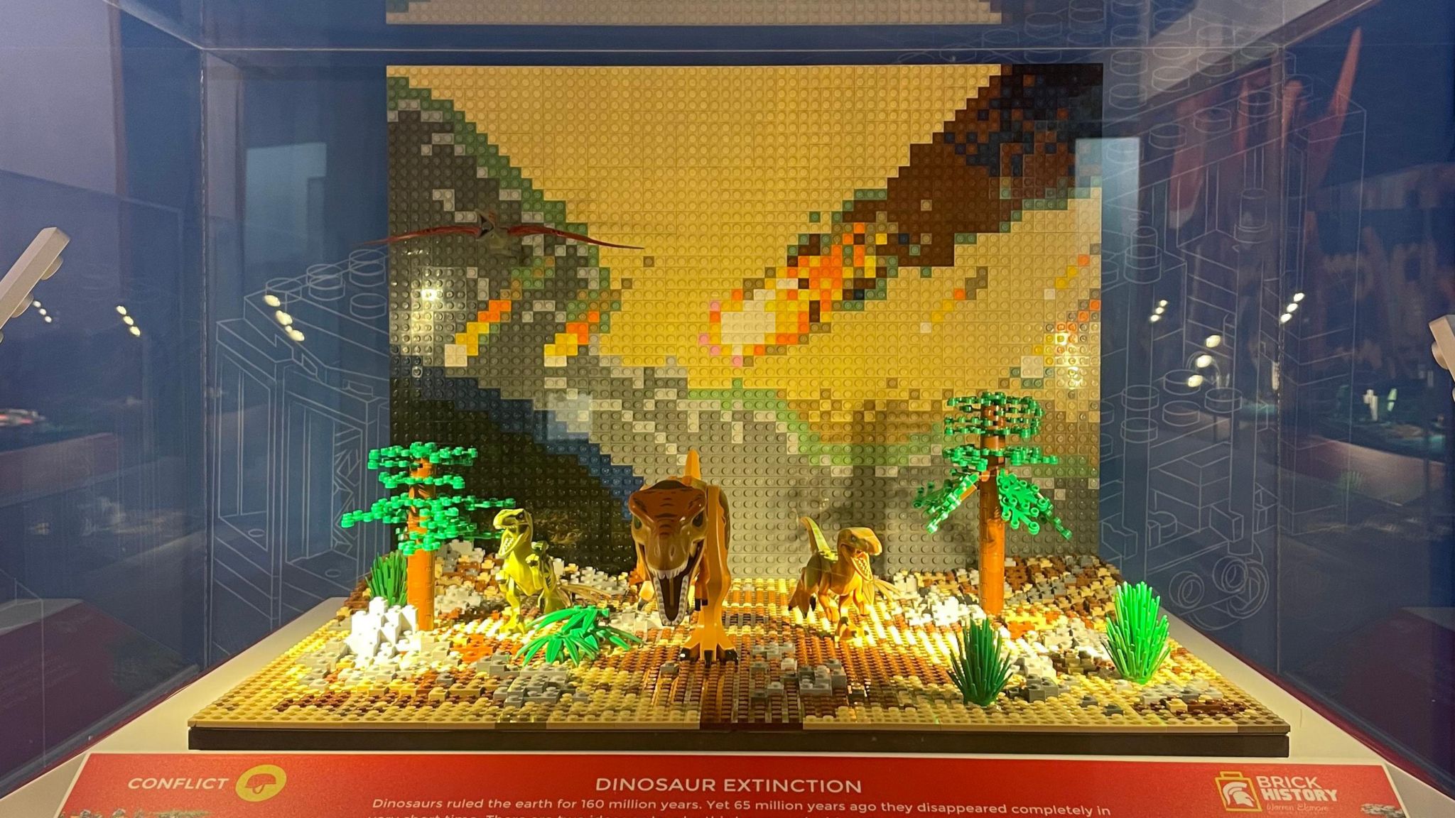 Dinosaur extinction depicted out of Lego bricks