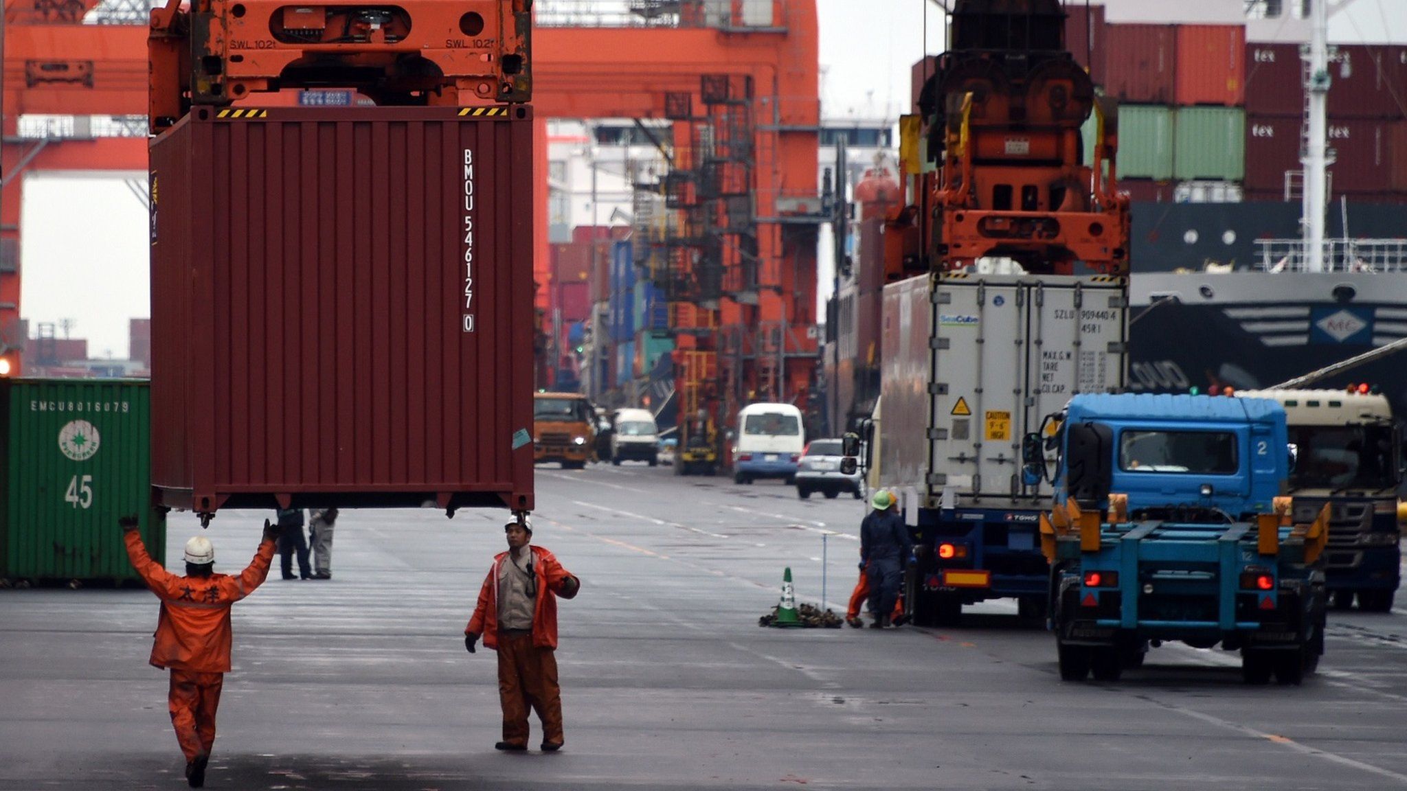 Container wharf in Tokyo port