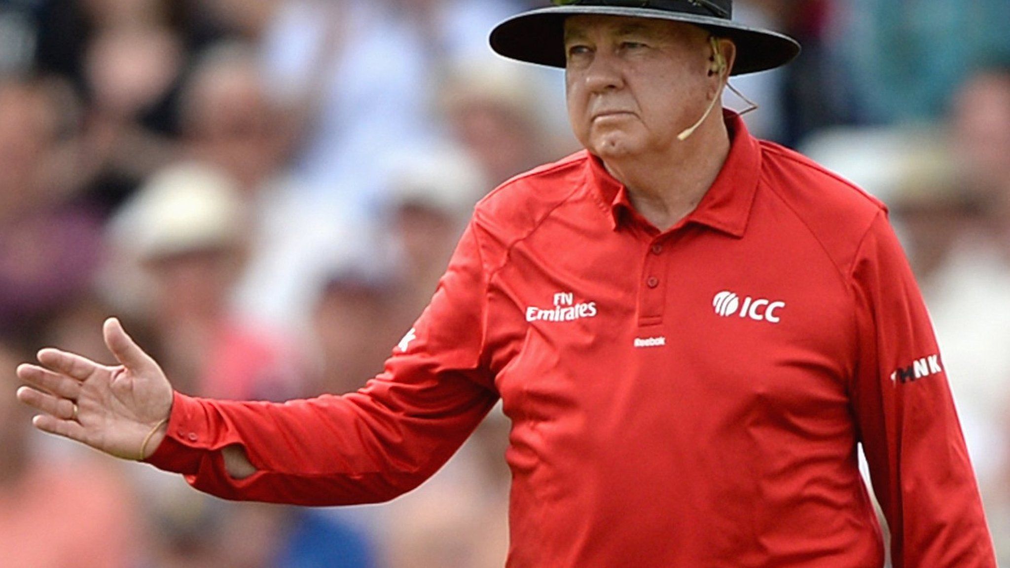 Umpire Steve Davis, now retired, signals a no-ball in an ODI in 2015