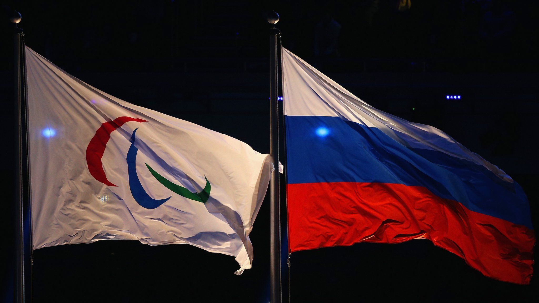 Russia flag and Paralympic flag