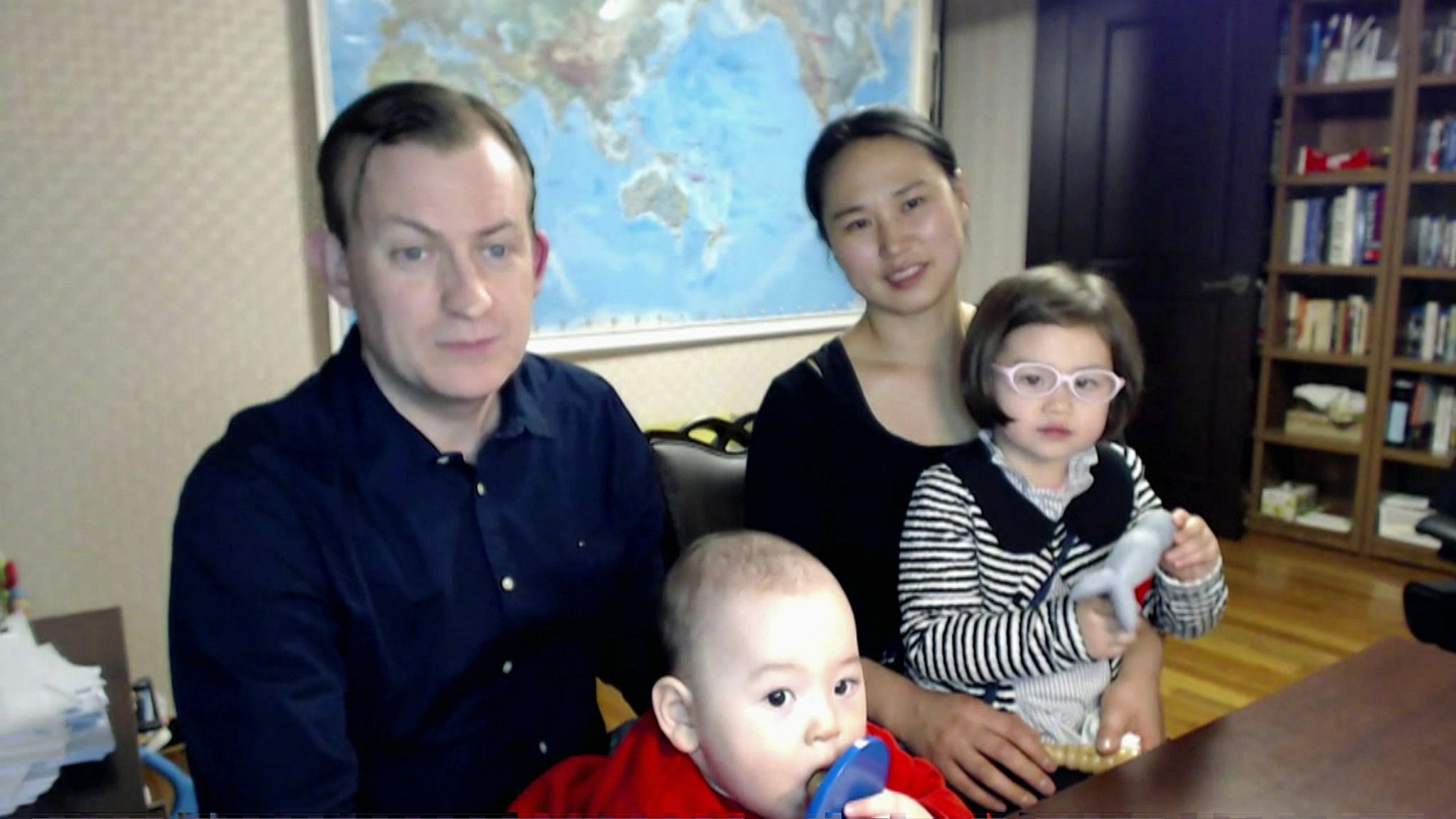 Prof Kelly, his wife Jung-a Kim and their two children