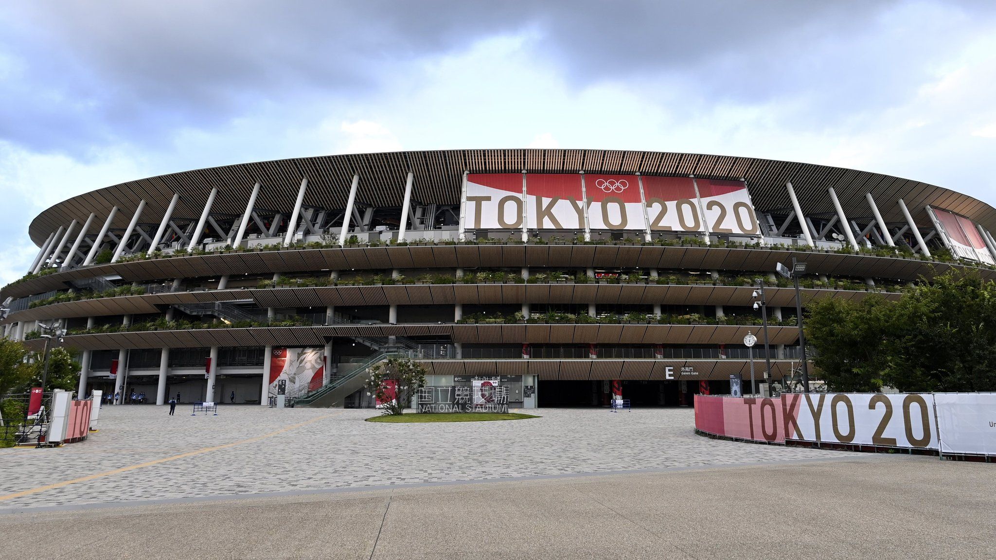The outside of the Olympic stadium in Tokyo