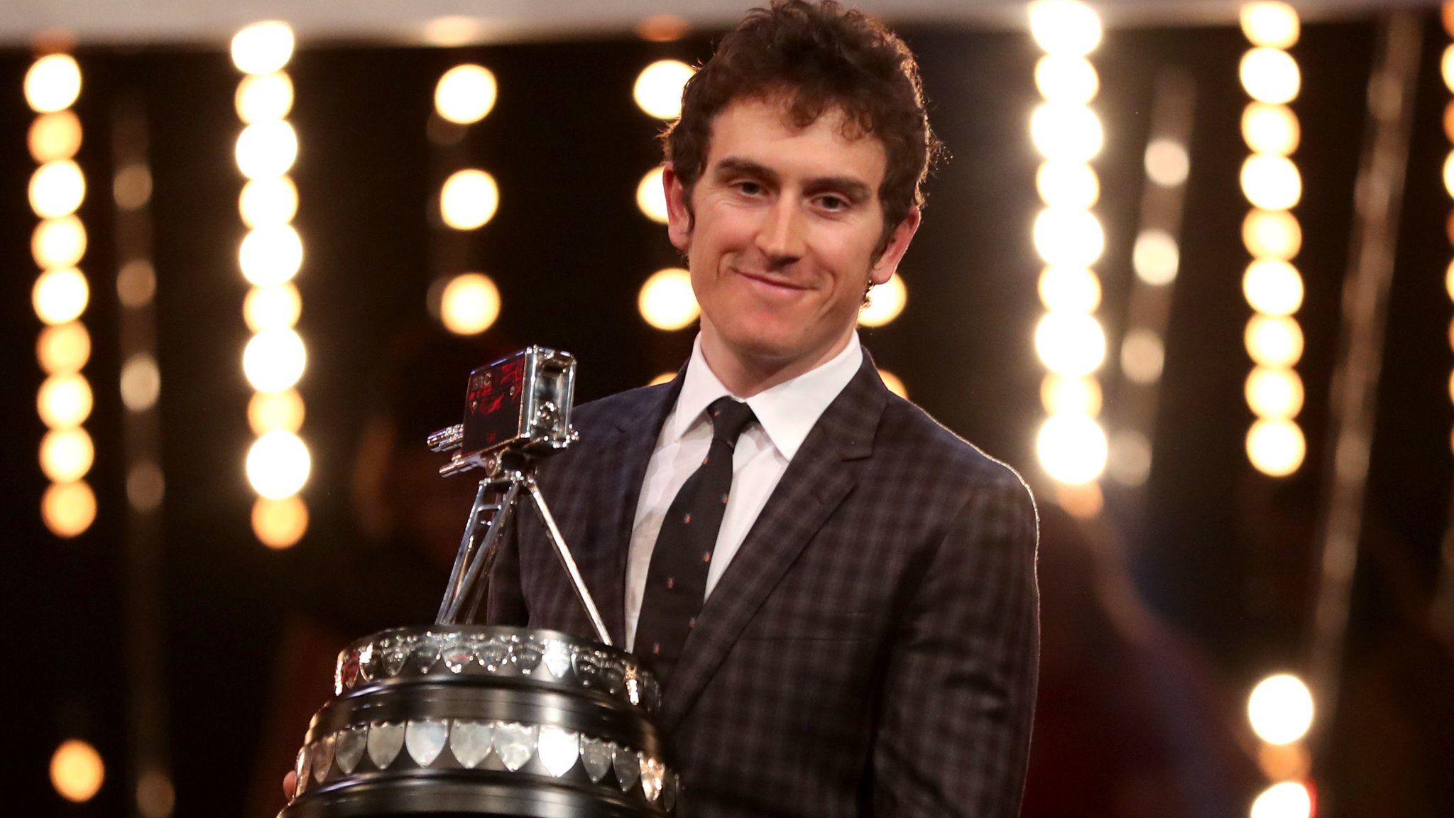 Geraint Thomas with his SPOTY trophy