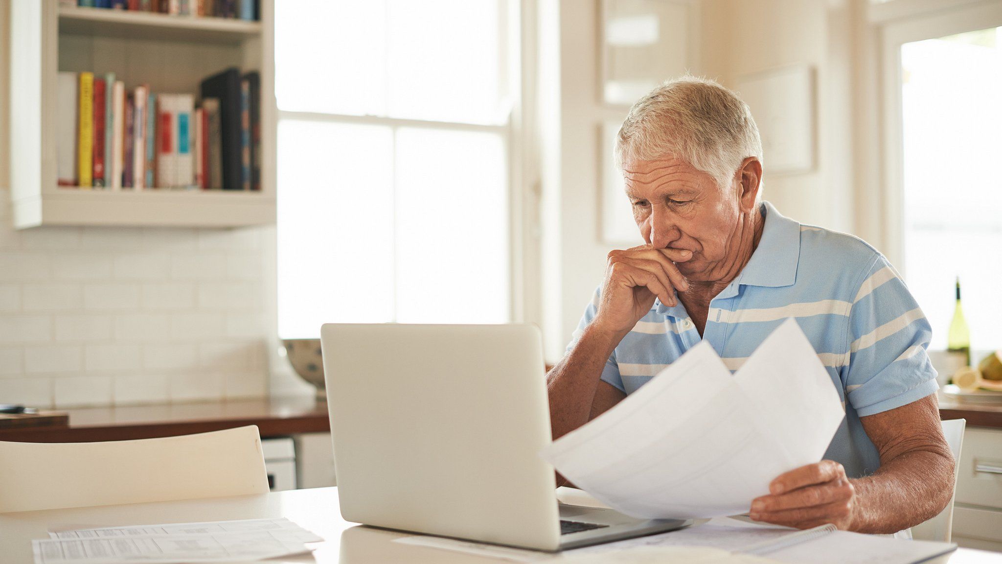 Elderly man worried by finances