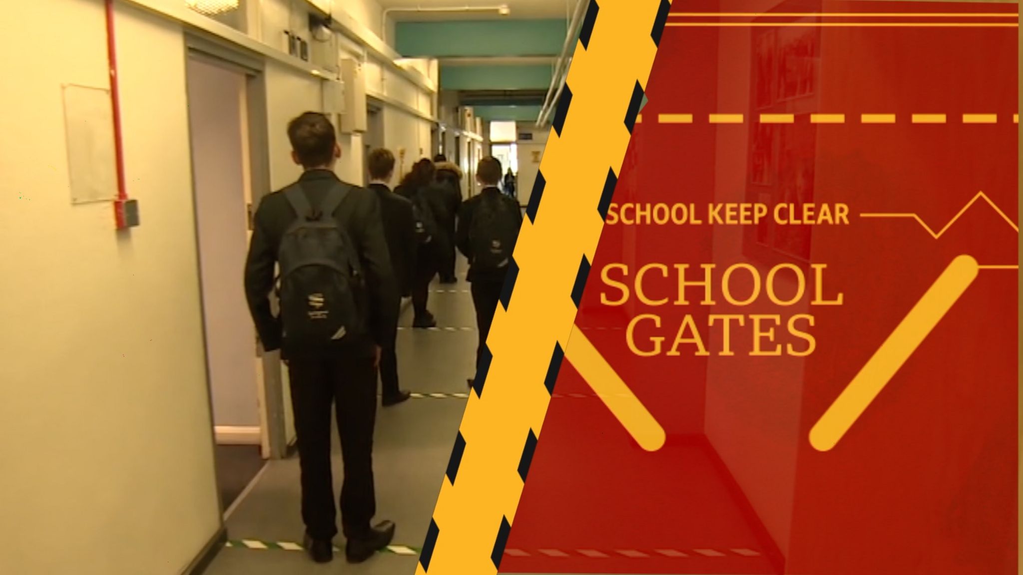 Children queue in a school corridor as part of Covid-19 restrictions