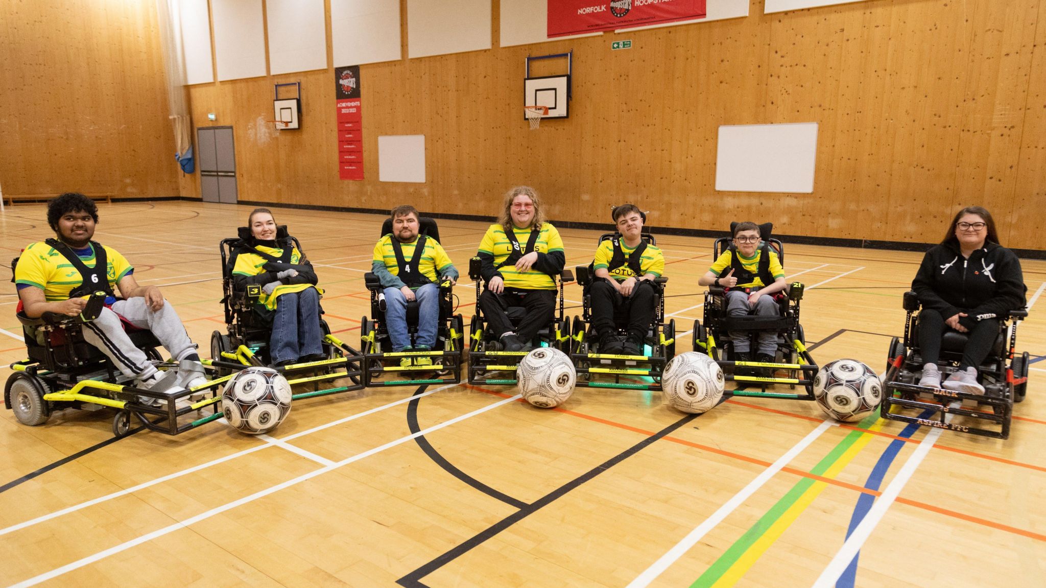 Rosie Dack and the Norwich City Powerchair FC squad