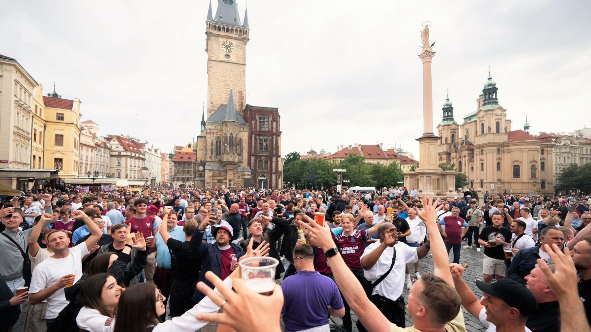West Ham fans in Prague