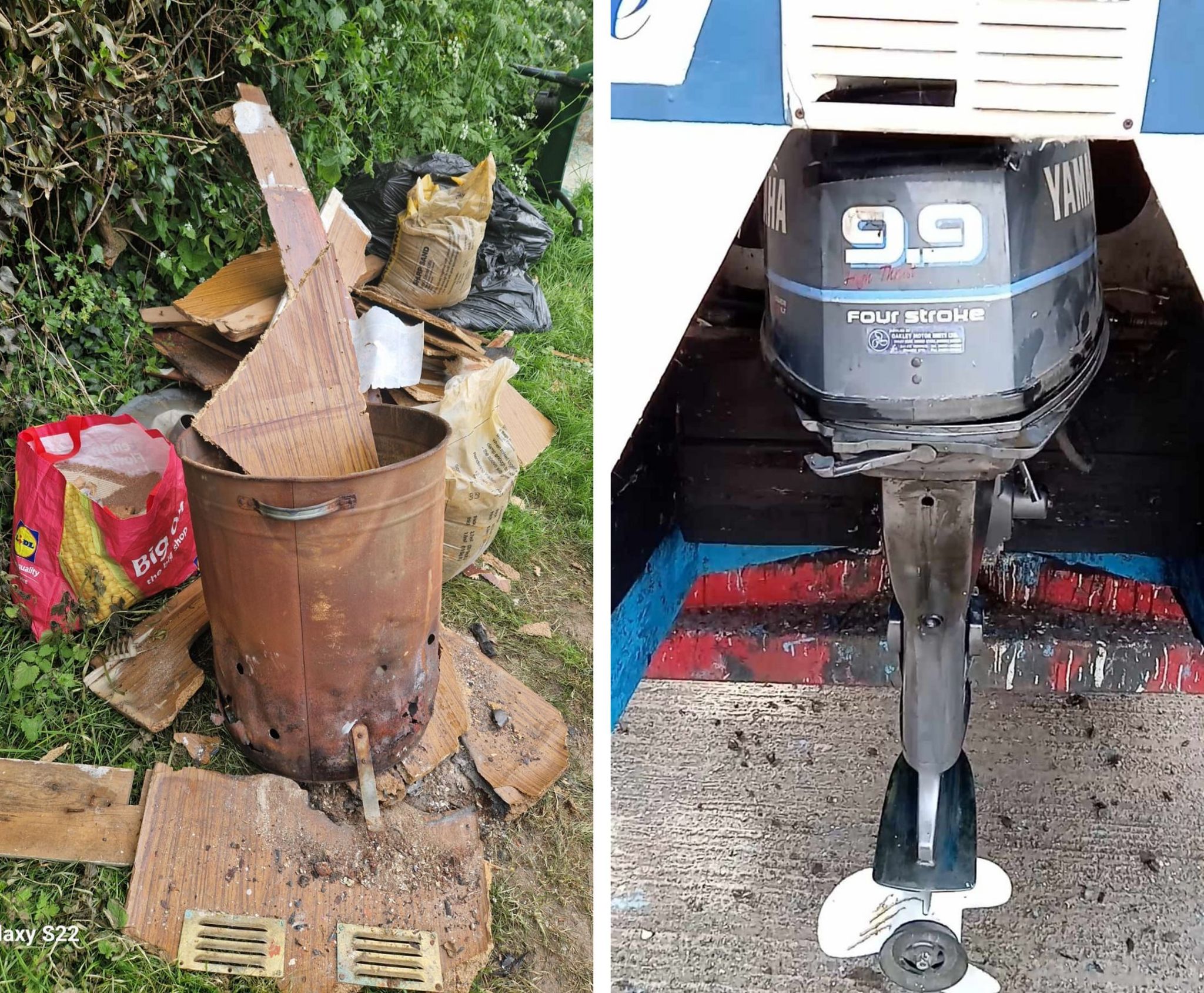 The contents of the boat and the stolen outboard motor