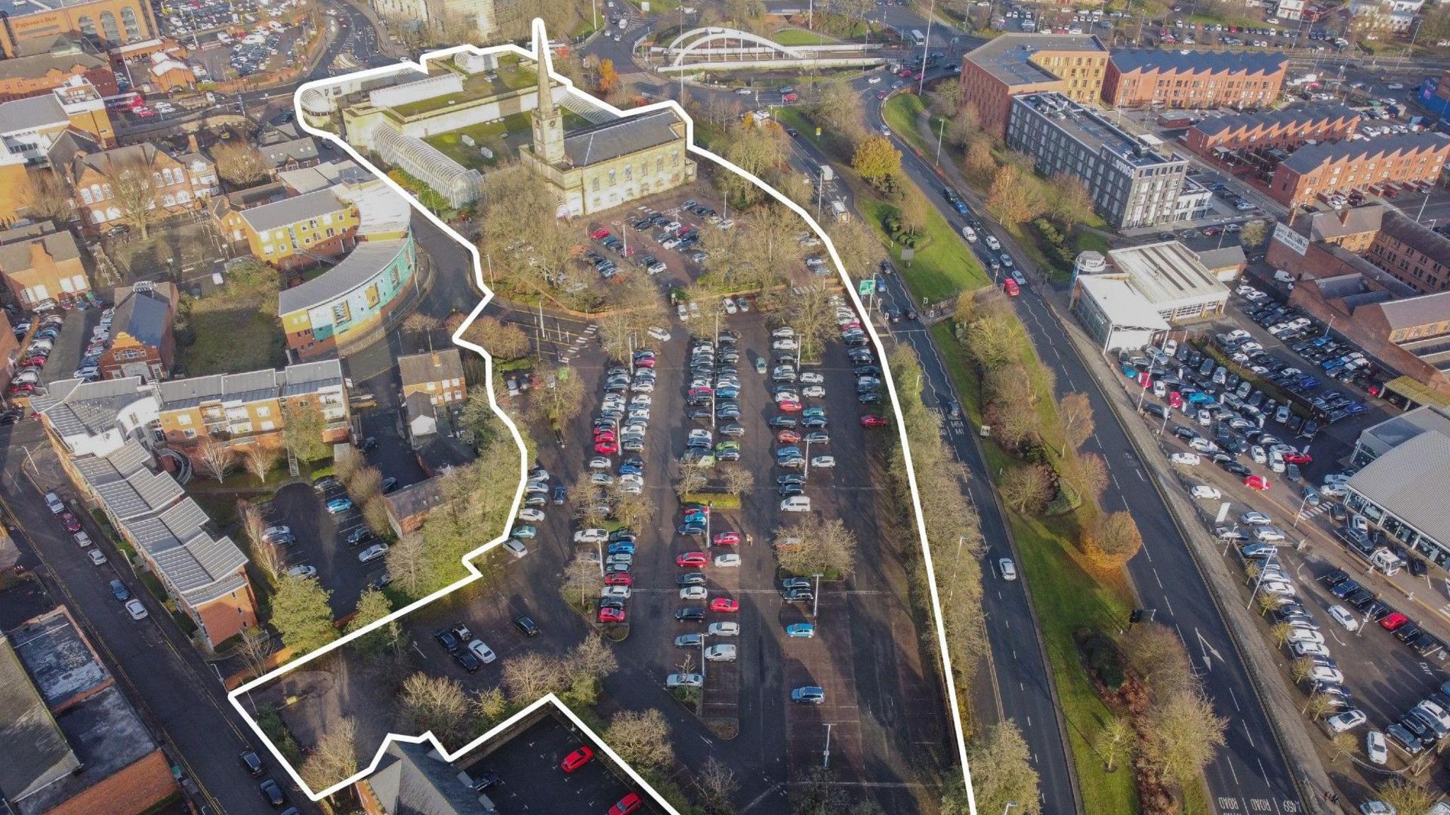 An aerial view of the St George's site in Wolverhampton
