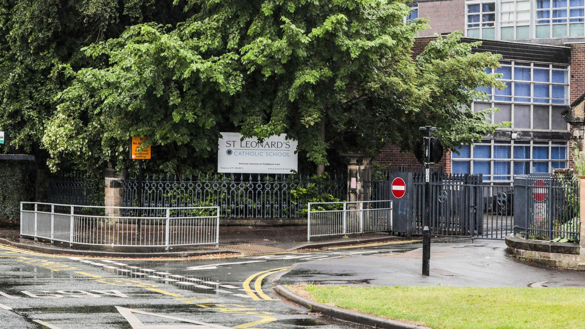 The entrance to St Leonard's Catholic School in Durham