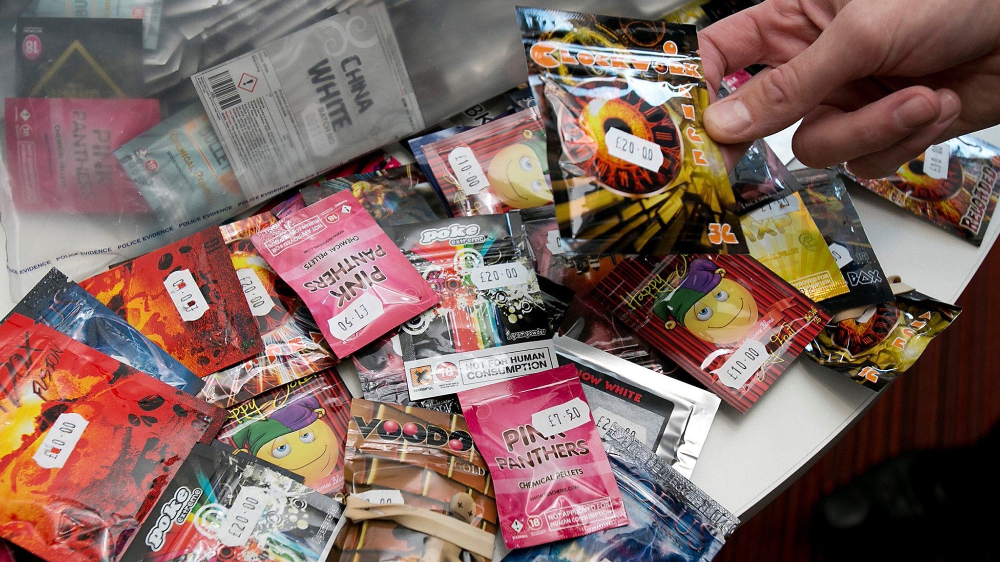 Lots of packets of so-called legal highs