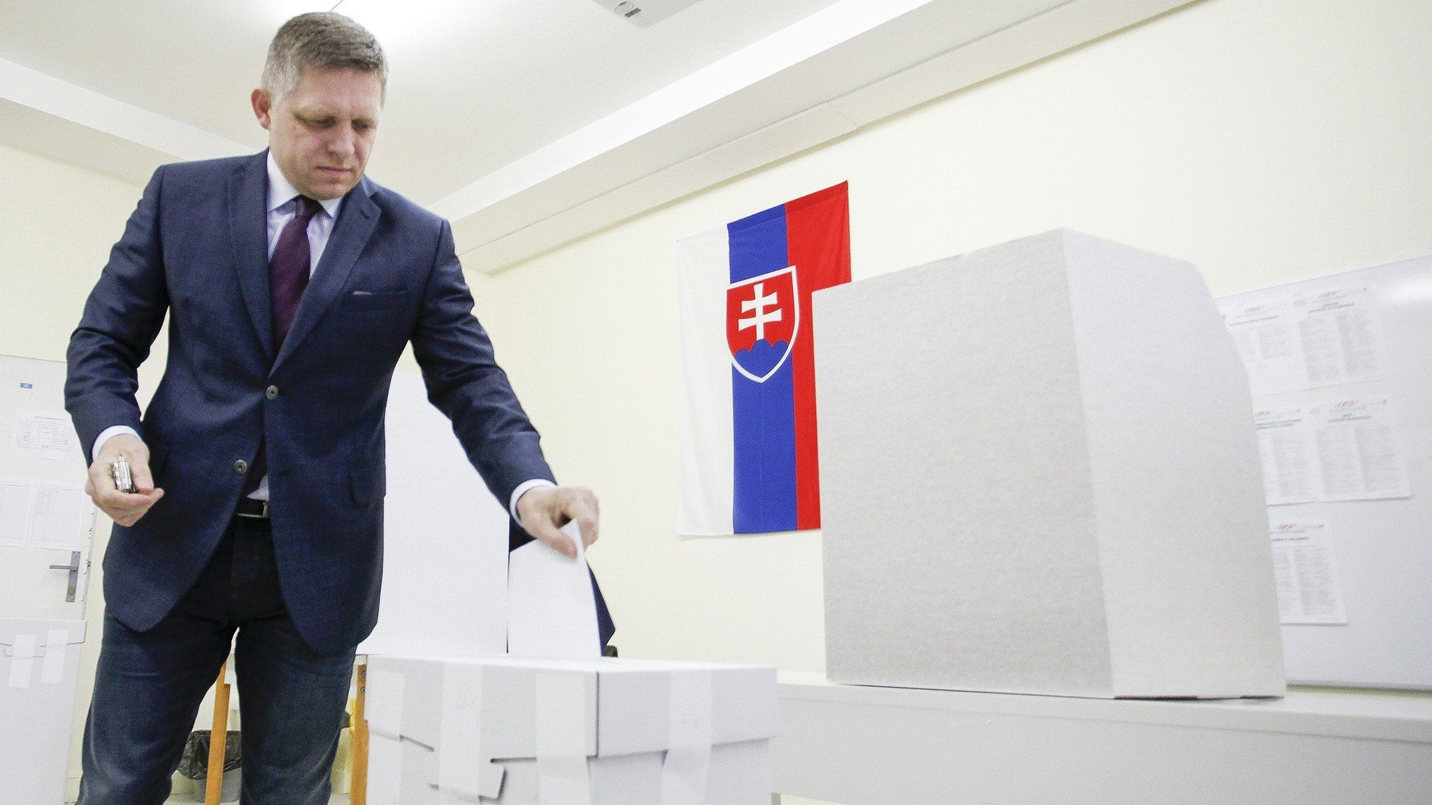 Slovak Prime Minister Robert Fico votes in Bratislava, 5 March