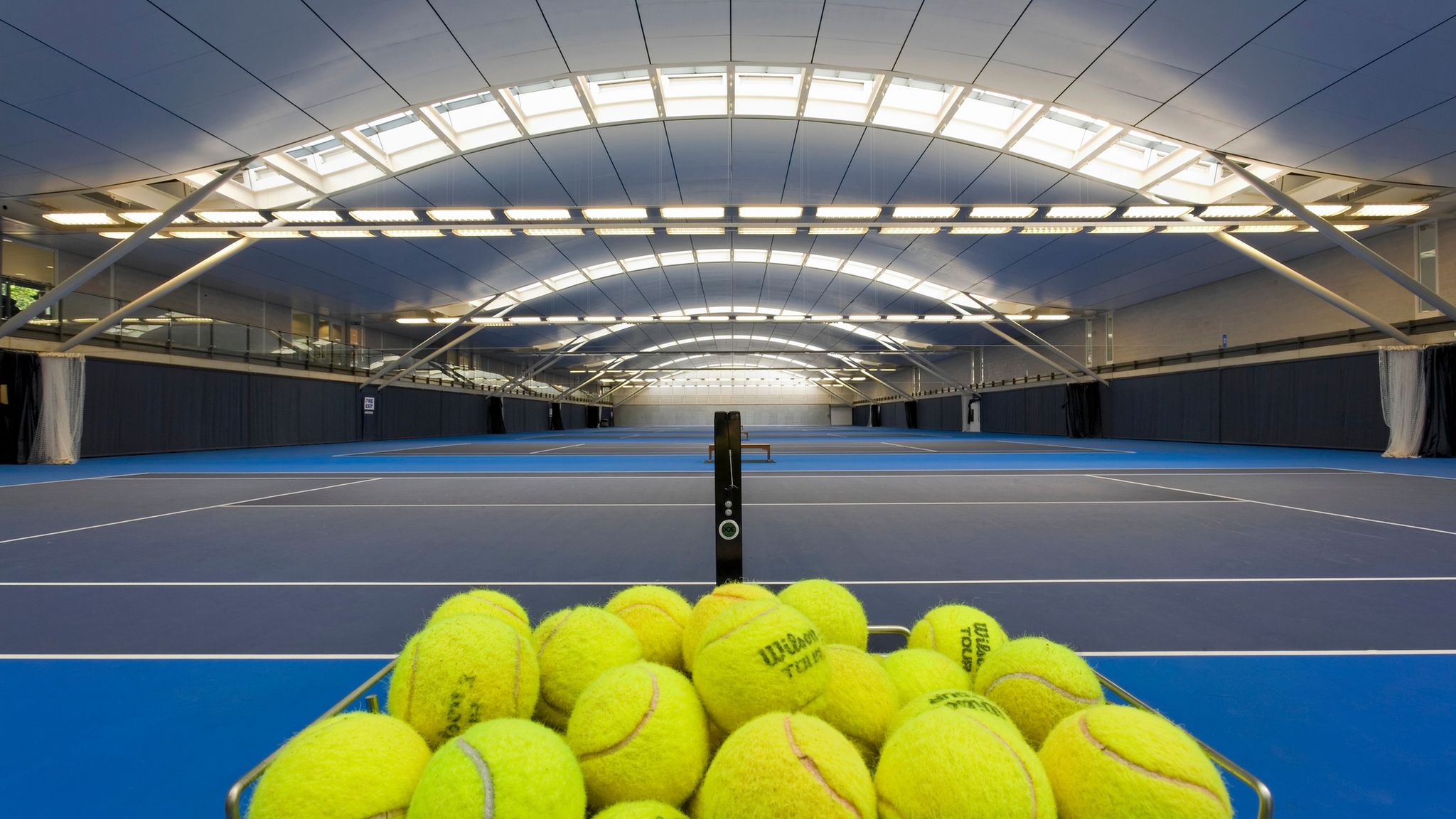 Indoor tennis courts at the LTA headquarters in Roehampton