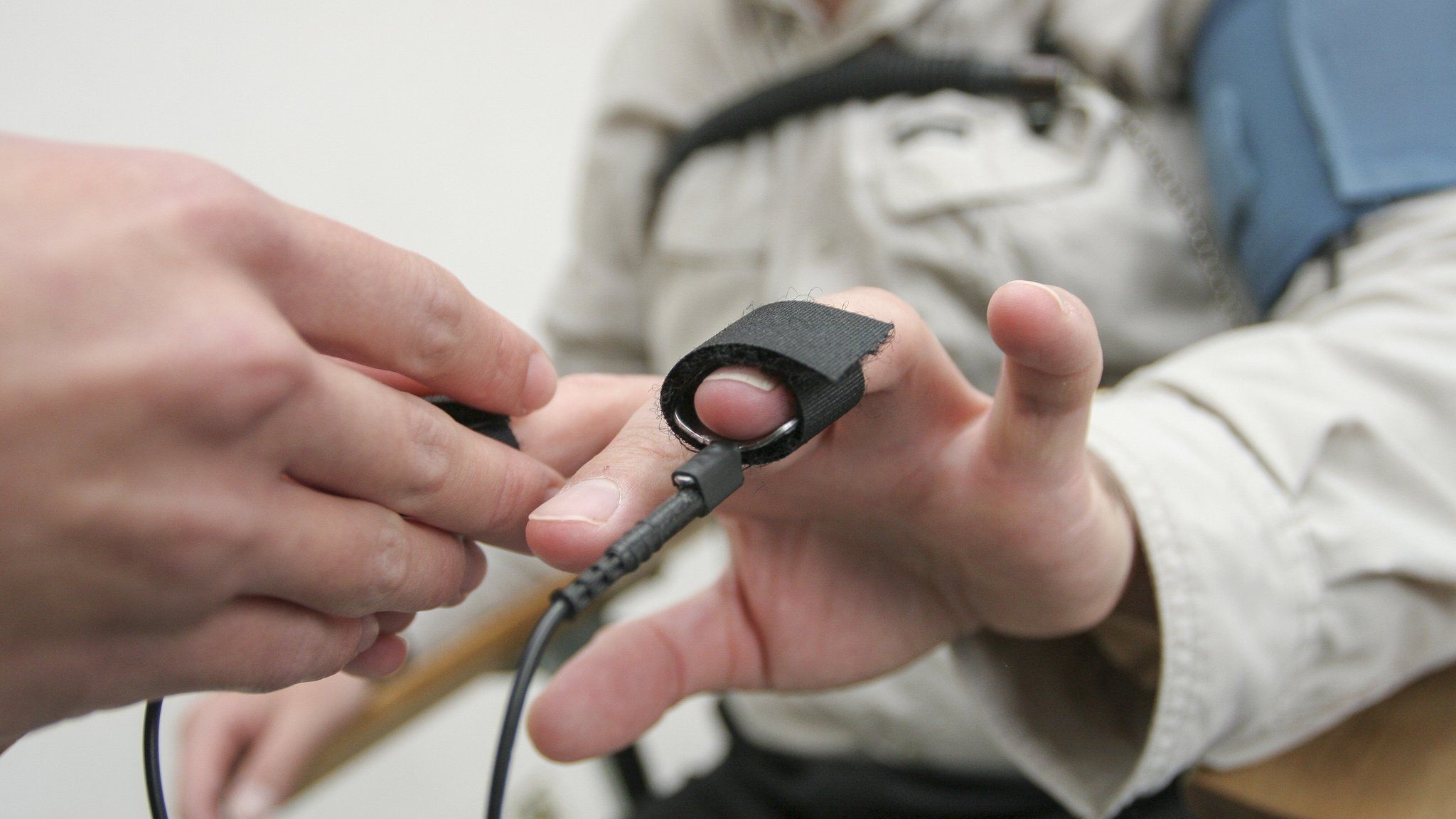 Man receiving polygraph