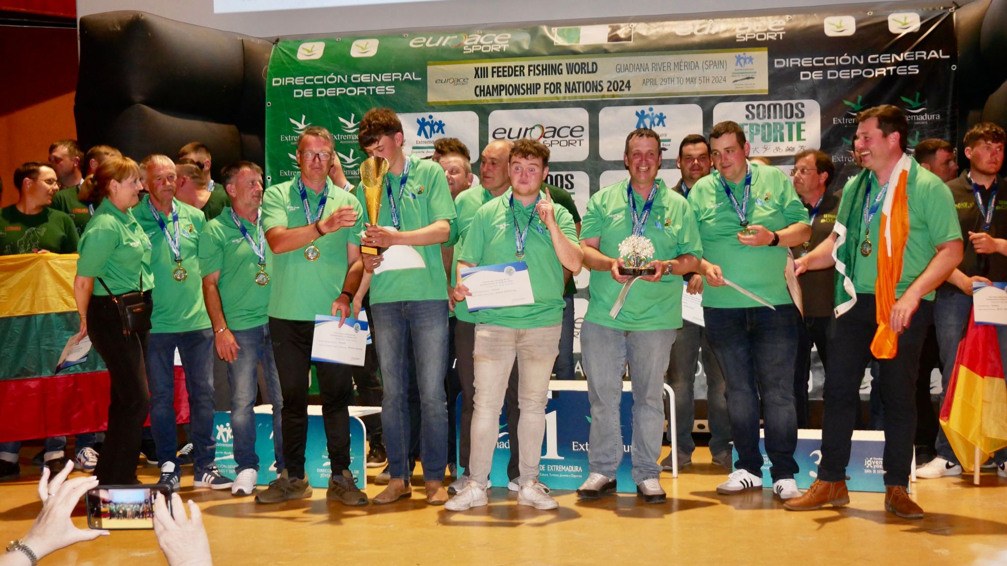 Team Ireland pictured holding trophies and medals