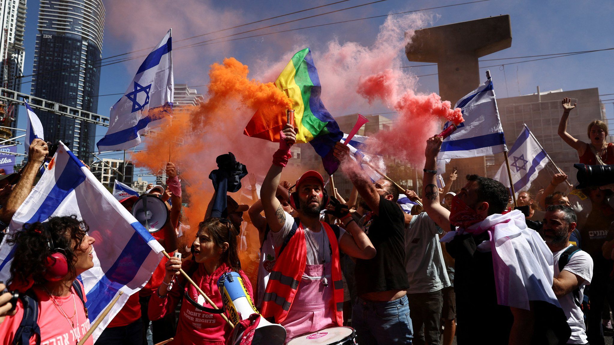 Anti-government protesters in Tel Aviv, Israel (16 March 2023)
