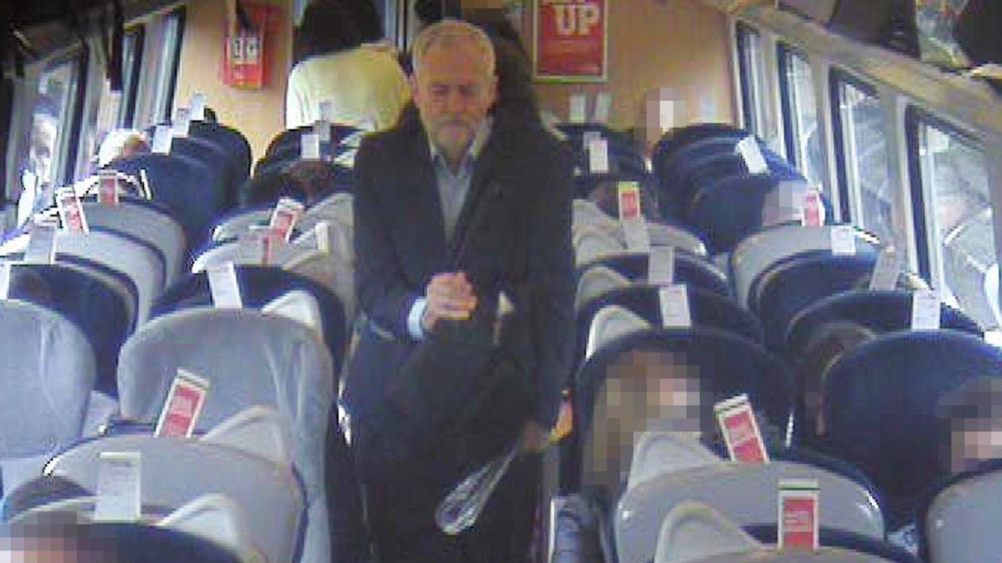 Jeremy Corbyn on Virgin train