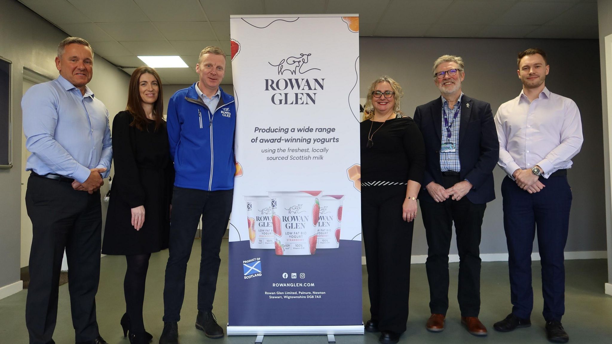 A line-up of people at the Rowan Glen factory in Newton Stewart