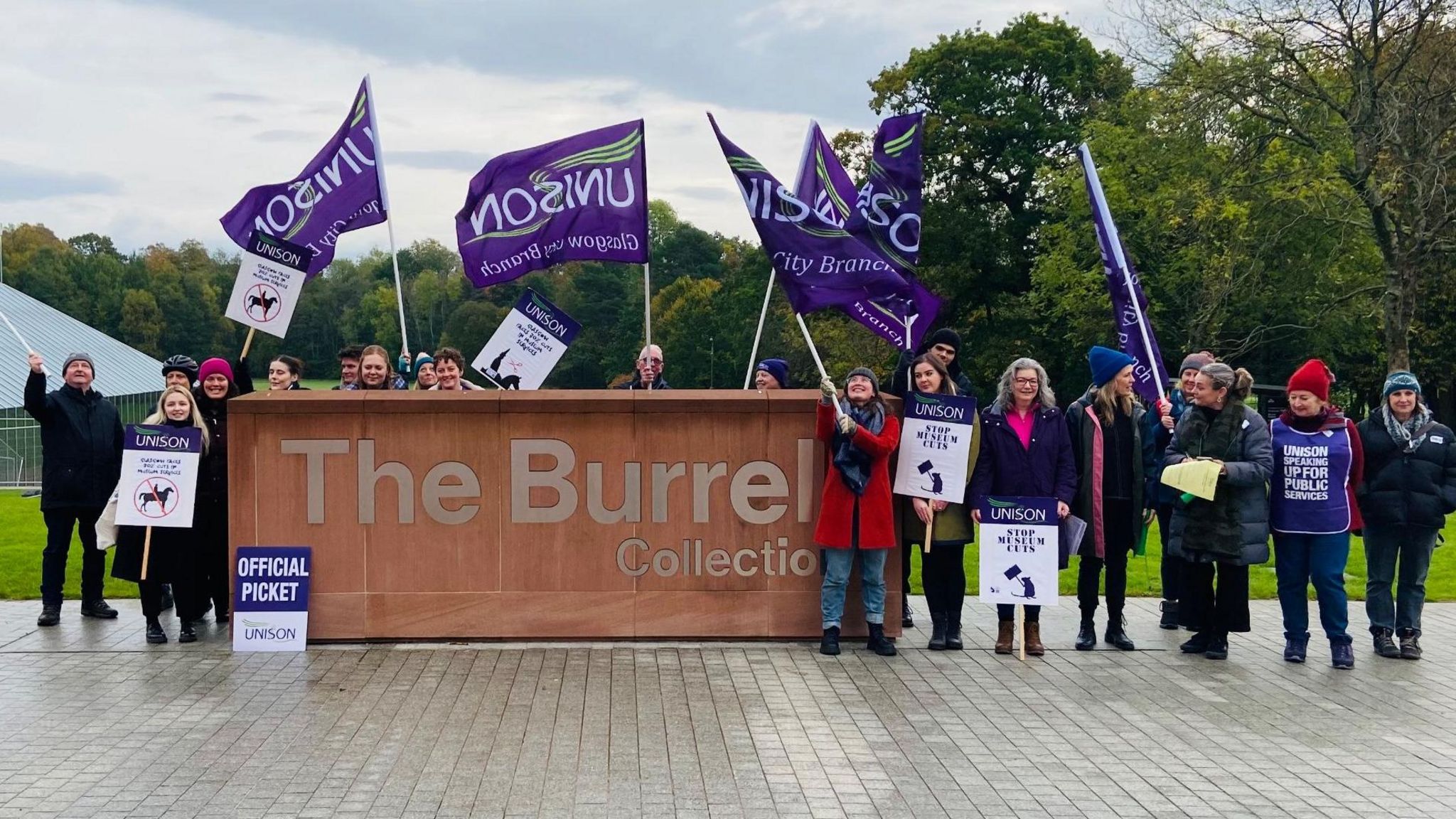 Unison members on Tuesday at The Burrell Collection in Glasgow's Pollok Park