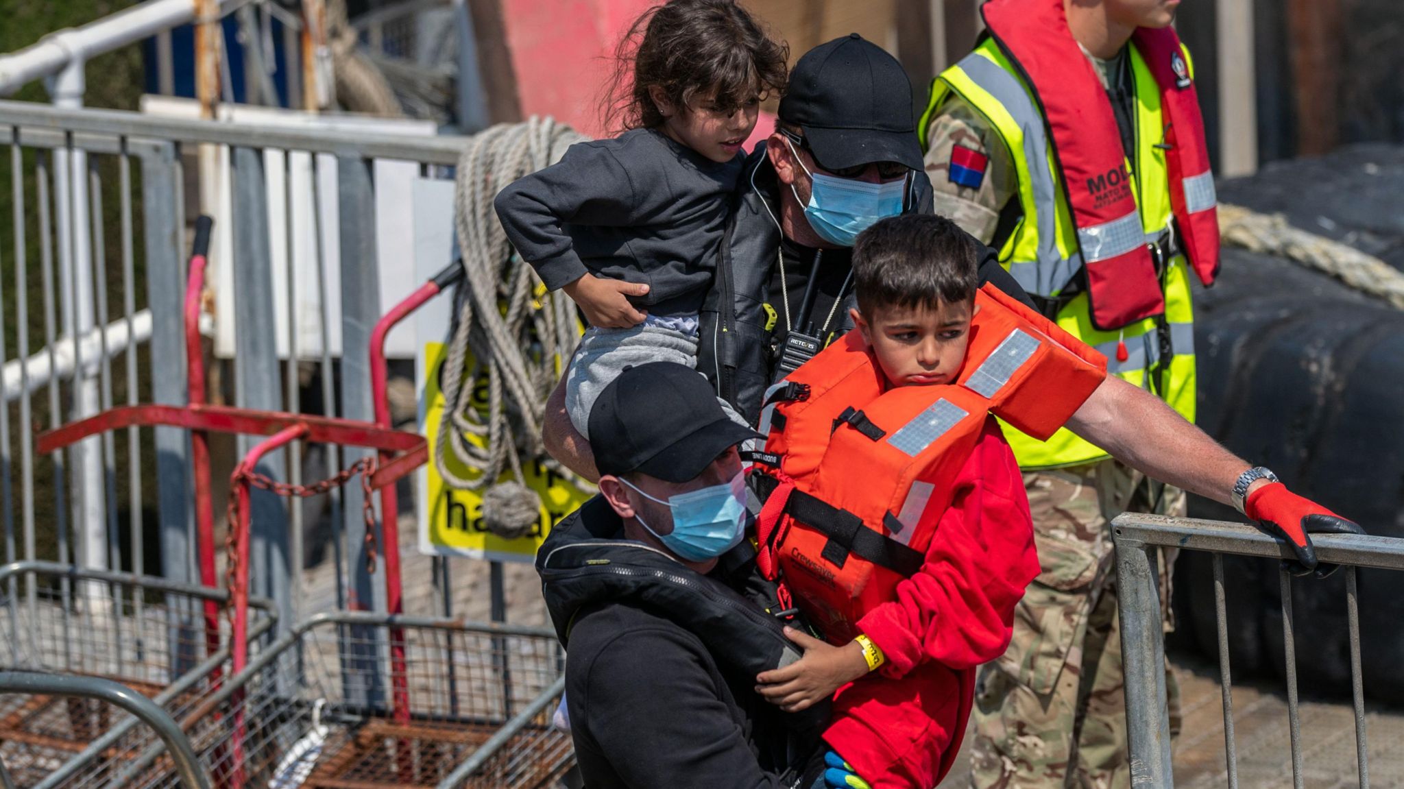 Two asylum children are held by border officials in Dover following a Channel crossing 