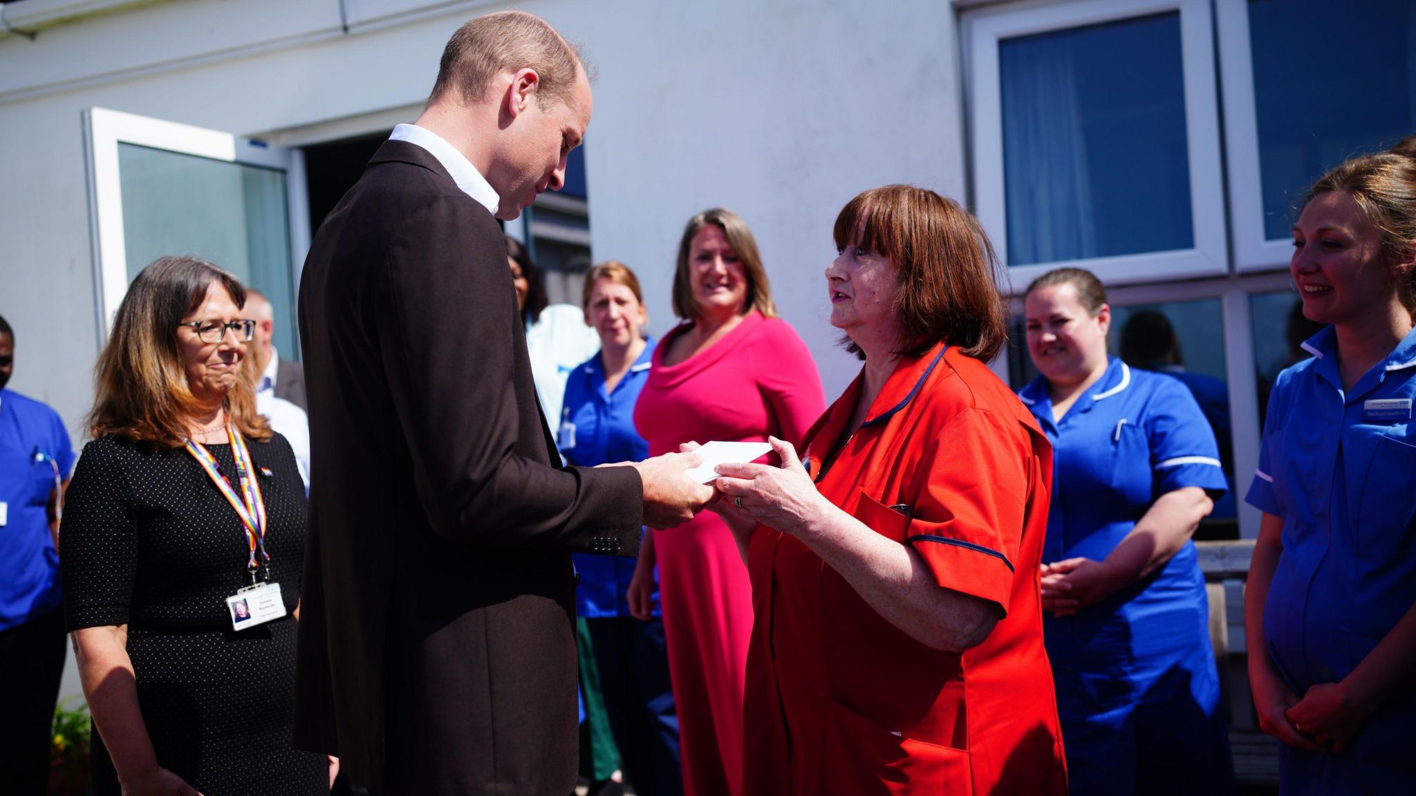 Prince William speaks to Lynda McHale at St. Mary's Community HospitalI